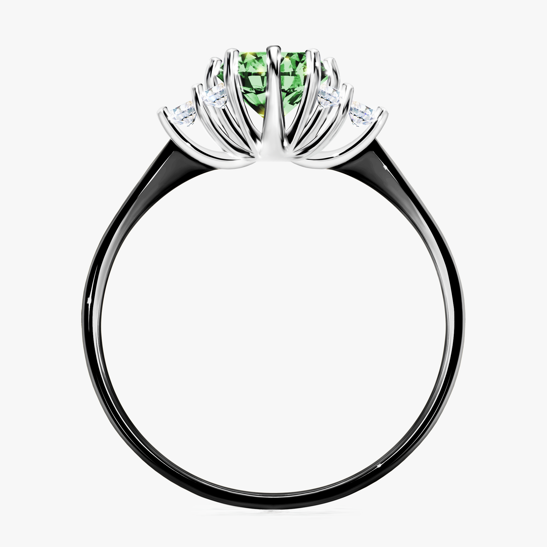 Pierścionek zaręczynowy My Lilly z czarnego złota z ciemnym zielonym diamentem 0,98ct