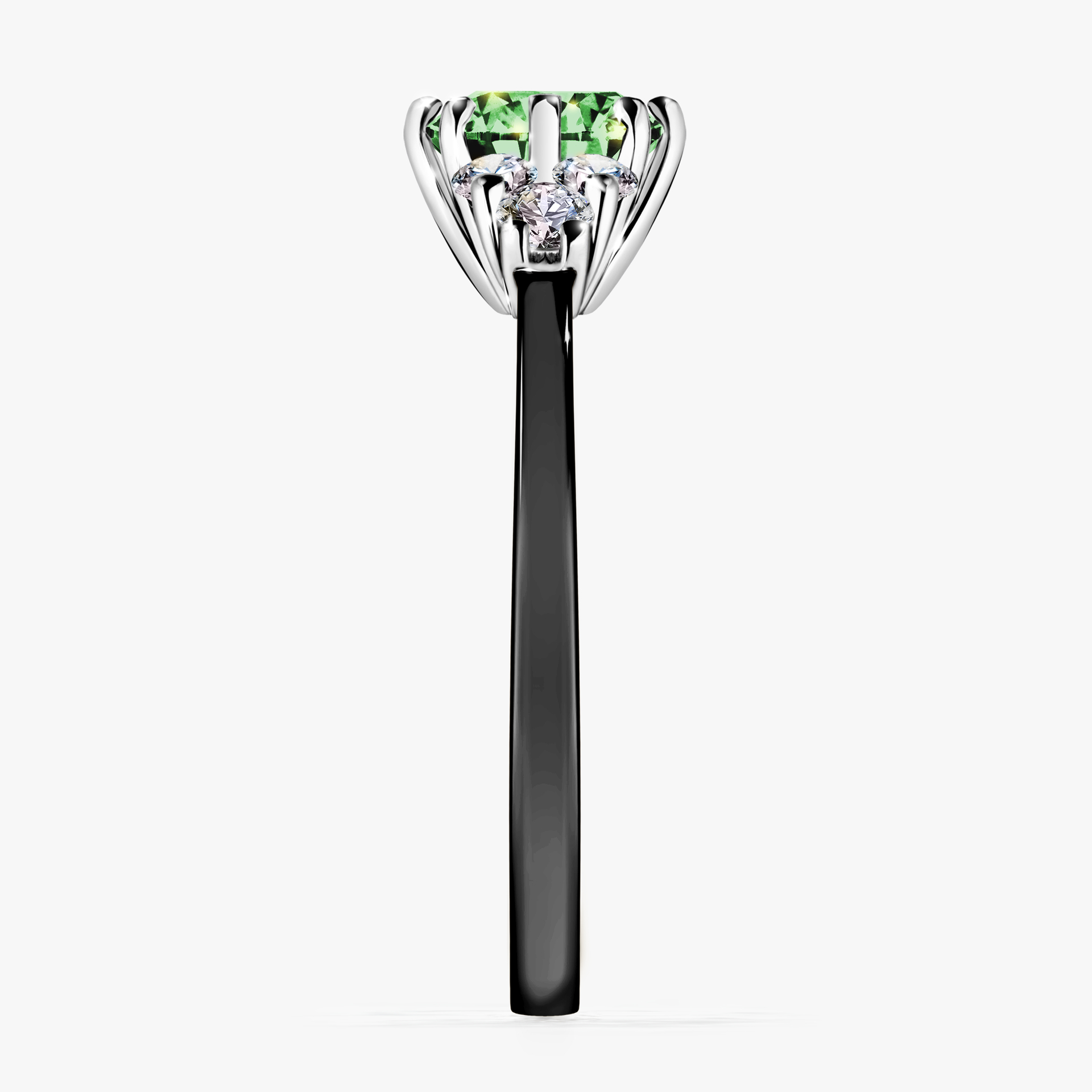 Pierścionek zaręczynowy My Lilly z czarnego złota z ciemnym zielonym diamentem 0,98ct