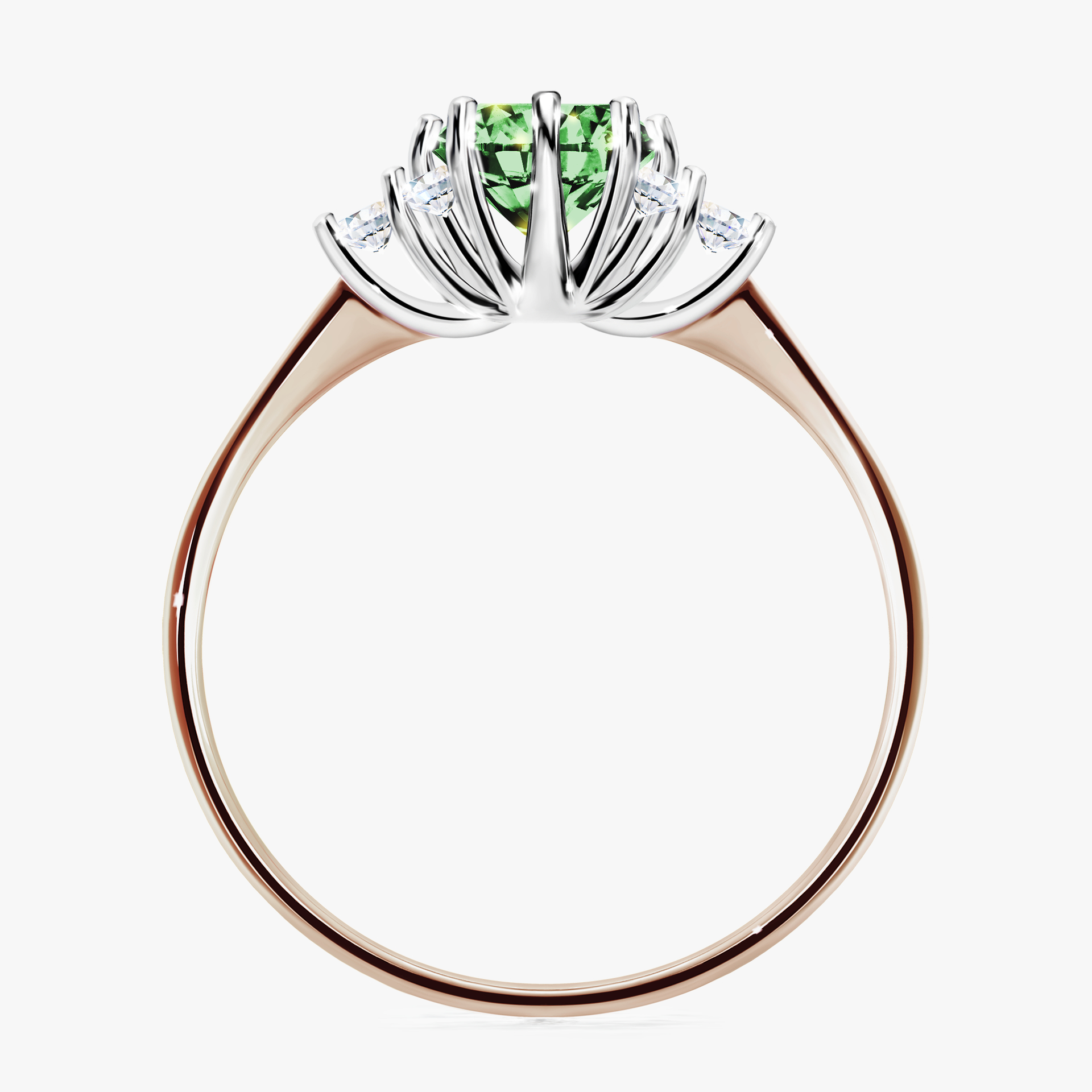 Pierścionek zaręczynowy My Lilly z różowego złota z ciemnym zielonym diamentem 0,98ct