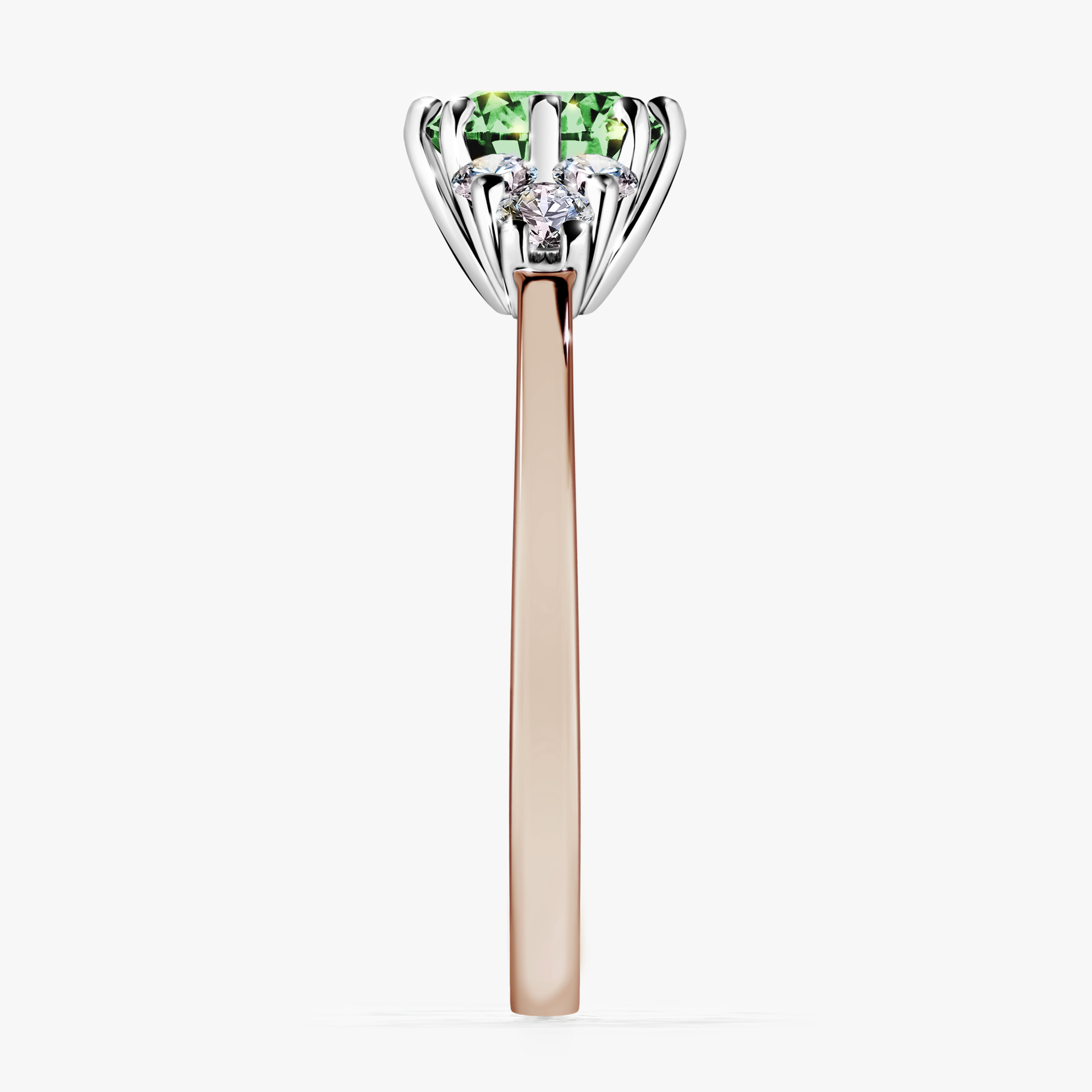 Pierścionek zaręczynowy My Lilly z różowego złota z ciemnym zielonym diamentem 0,98ct