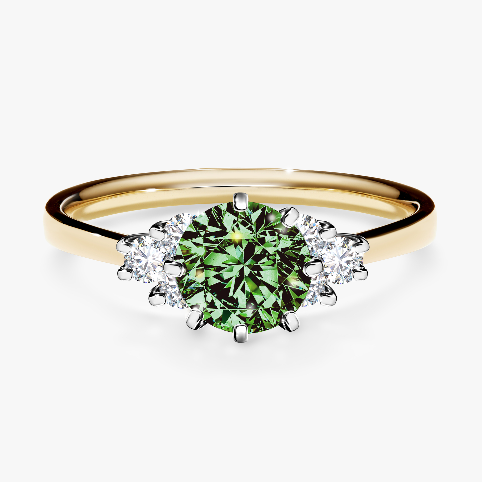 Pierścionek zaręczynowy My Lilly z żółtego złota z ciemnym zielonym diamentem 0,98ct