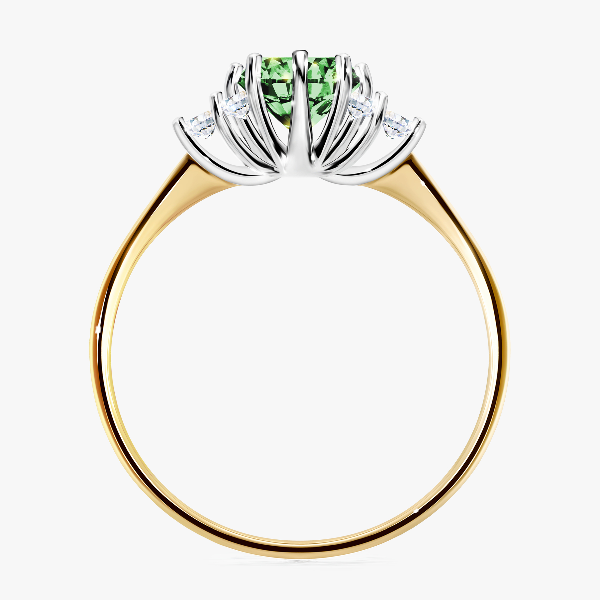 Pierścionek zaręczynowy My Lilly z żółtego złota z ciemnym zielonym diamentem 0,98ct