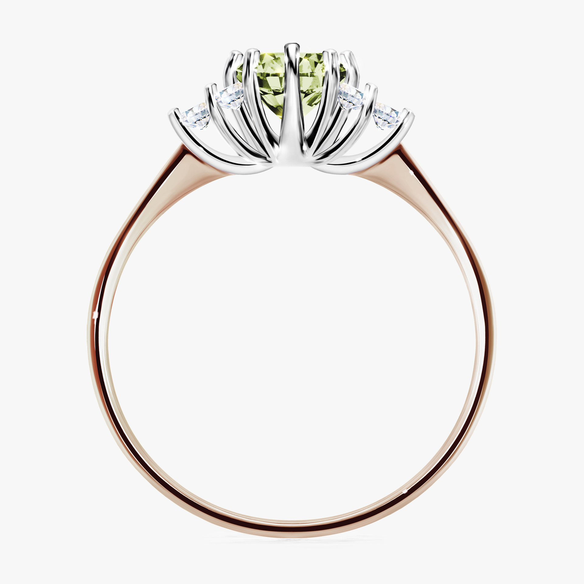 Pierścionek zaręczynowy My Lilly z różowego złota z jasnym zielonym diamentem 0,68ct