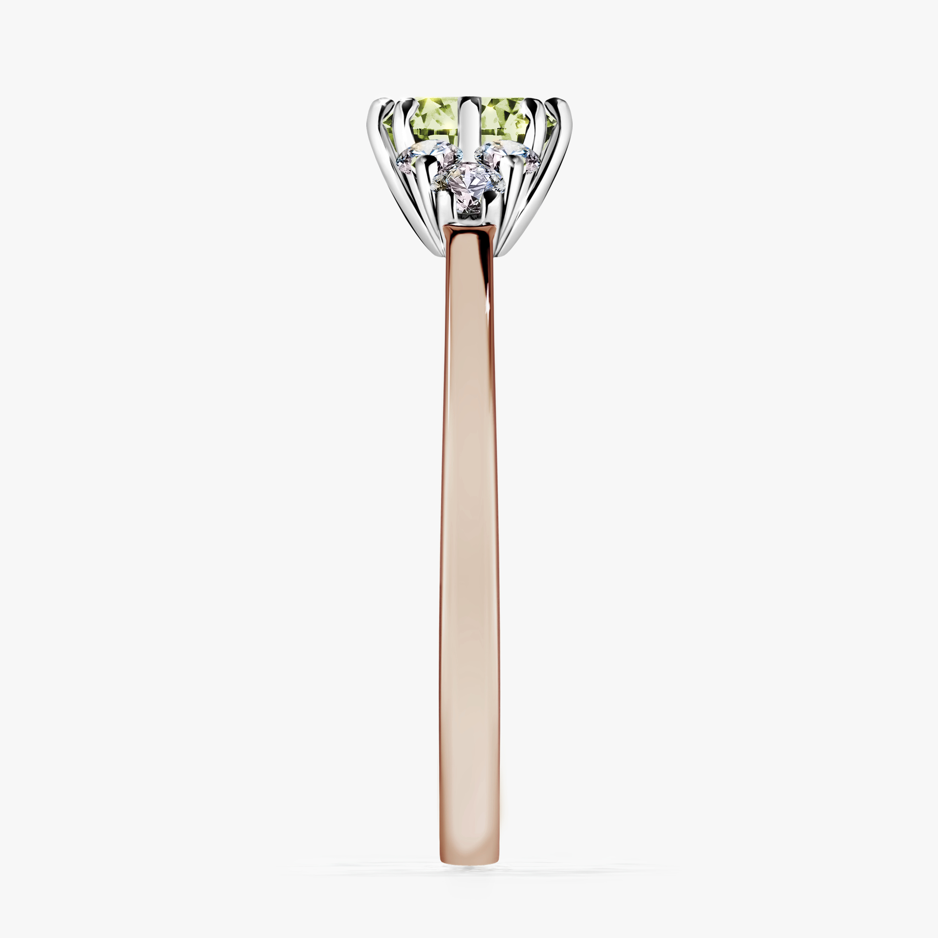 Pierścionek zaręczynowy My Lilly z różowego złota z jasnym zielonym diamentem 0,68ct