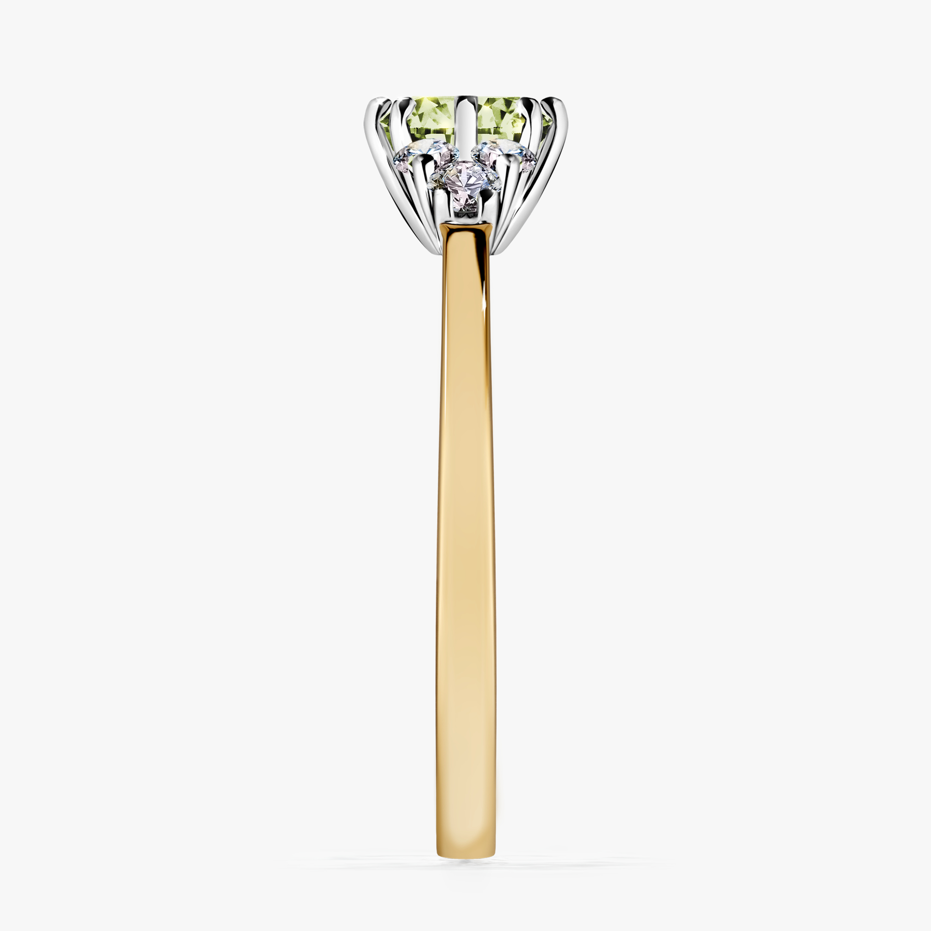 Pierścionek zaręczynowy My Lilly z żółtego złota z jasnym zielonym diamentem 0,68ct