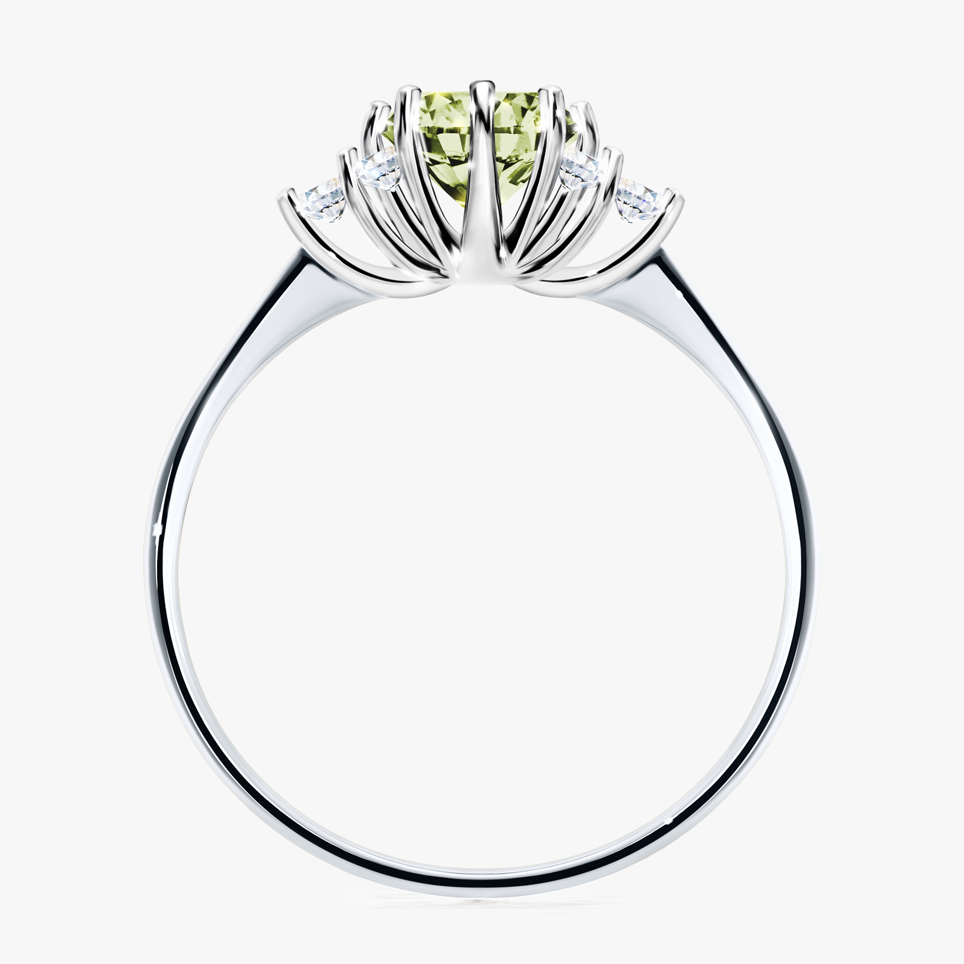 Pierścionek zaręczynowy My Lilly z białego złota z jasnym zielonym diamentem 0,98ct