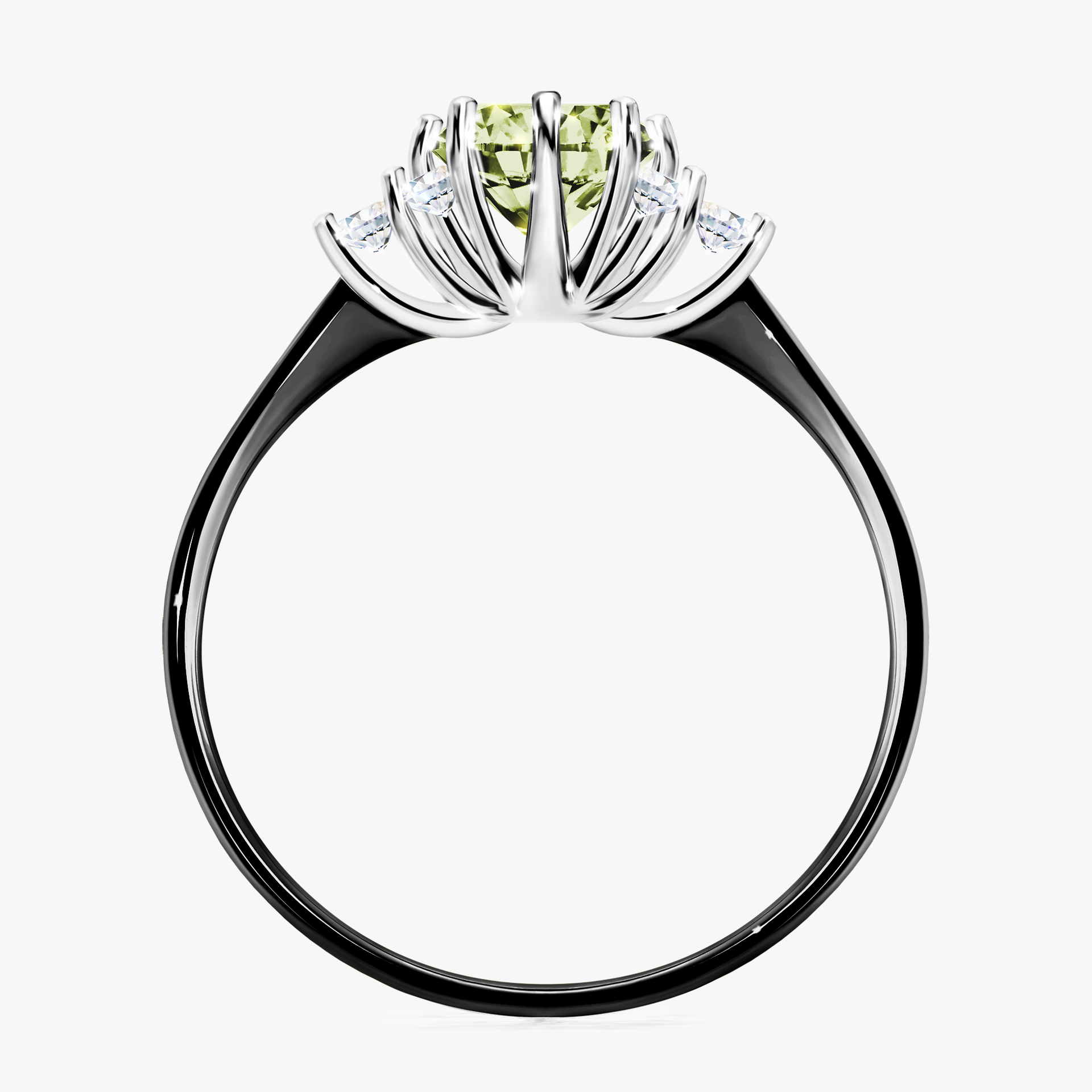 Pierścionek zaręczynowy My Lilly z czarnego złota z jasnym zielonym diamentem 0,98ct