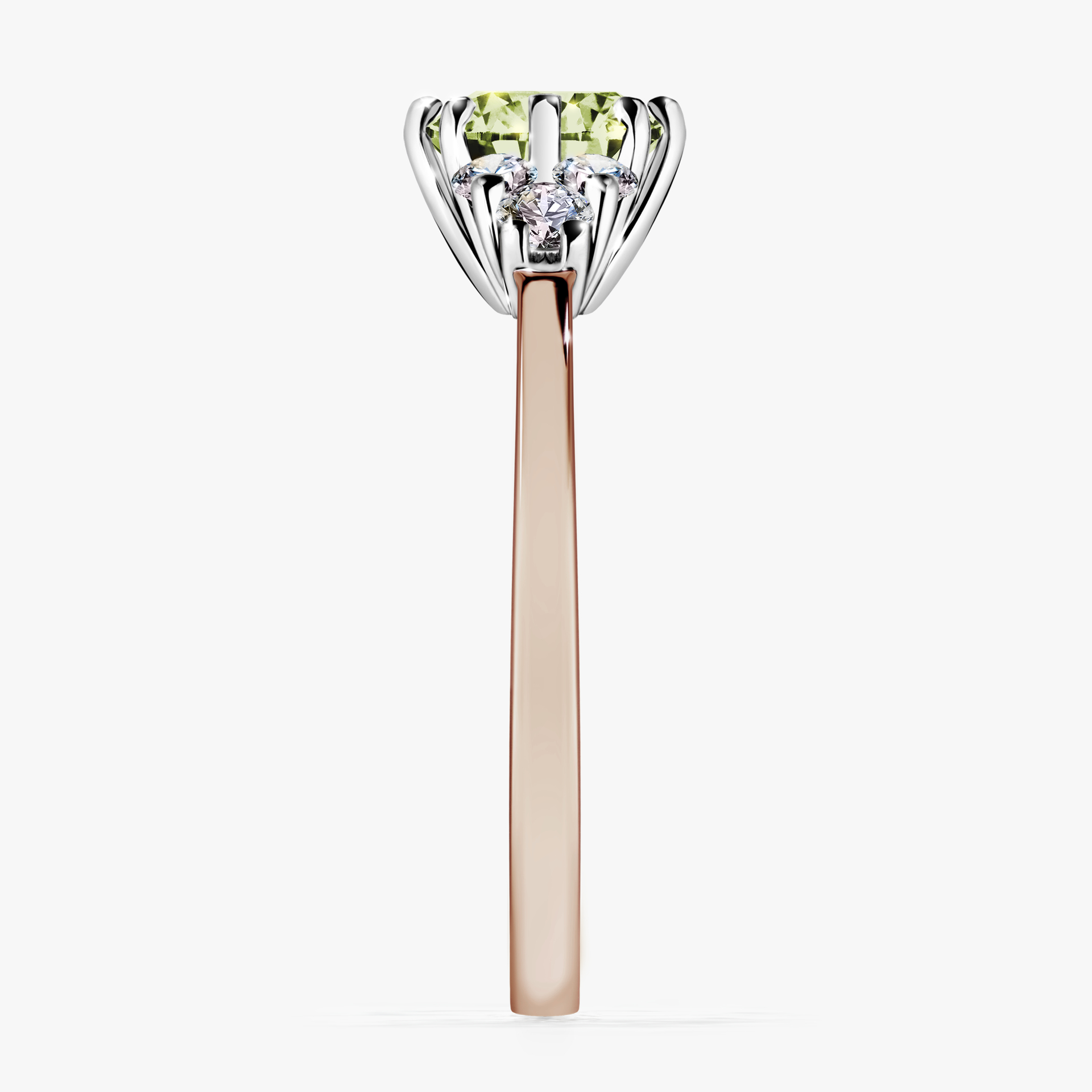Pierścionek zaręczynowy My Lilly z różowego złota z jasnym zielonym diamentem 0,98ct