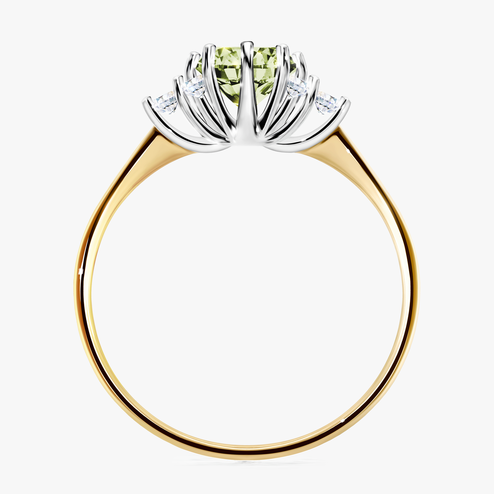 Pierścionek zaręczynowy My Lilly z żółtego złota z jasnym zielonym diamentem 0,98ct