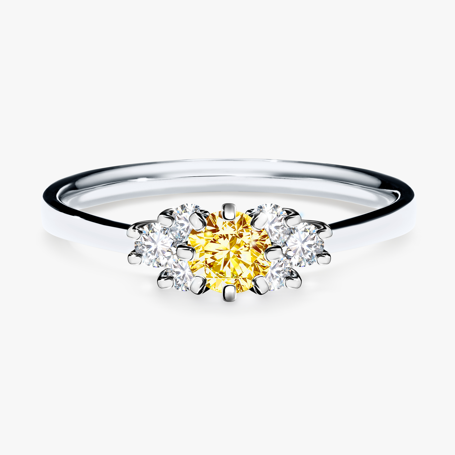 Pierścionek zaręczynowy My Lilly z białego złota z żółtym diamentem 0,43ct