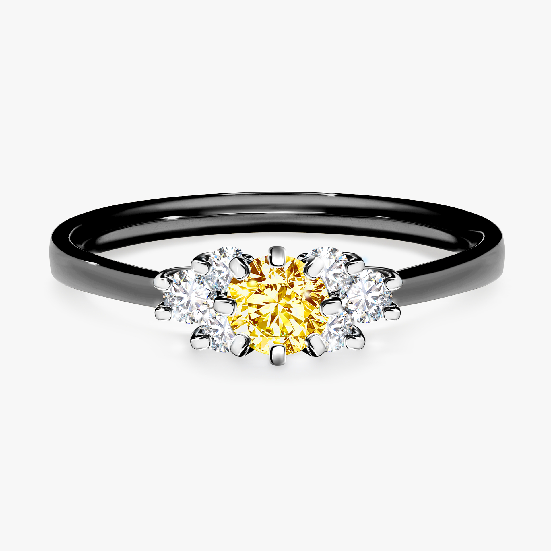 Pierścionek zaręczynowy My Lilly z czarnego złota z żółtym diamentem 0,43ct