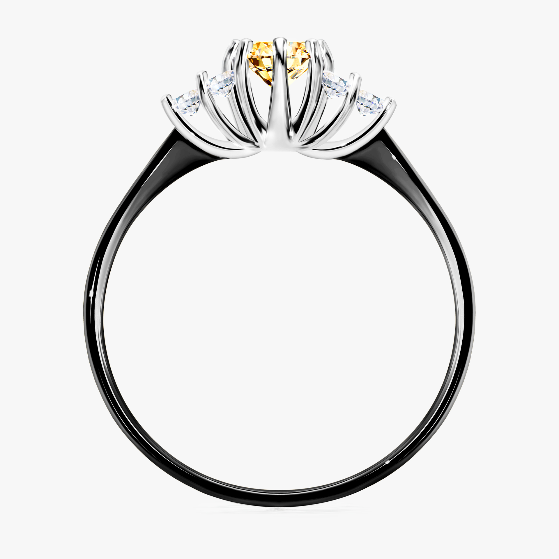 Pierścionek zaręczynowy My Lilly z czarnego złota z żółtym diamentem 0,43ct