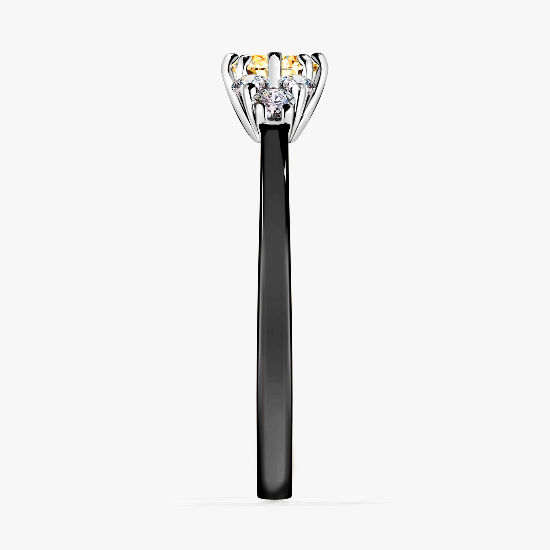 Pierścionek zaręczynowy My Lilly z czarnego złota z żółtym diamentem 0,43ct