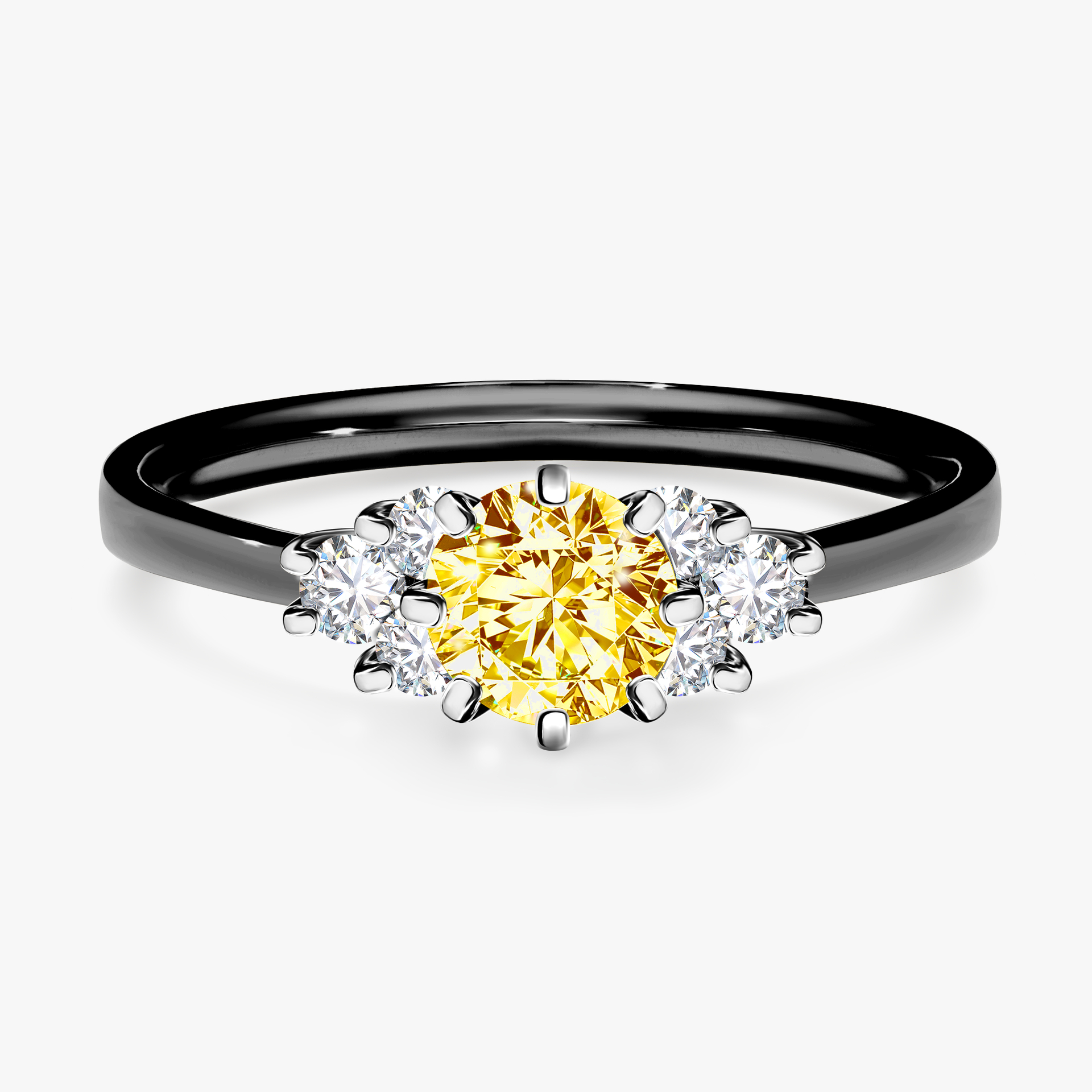 Pierścionek zaręczynowy My Lilly z czarnego złota z żółtym diamentem 0,68ct