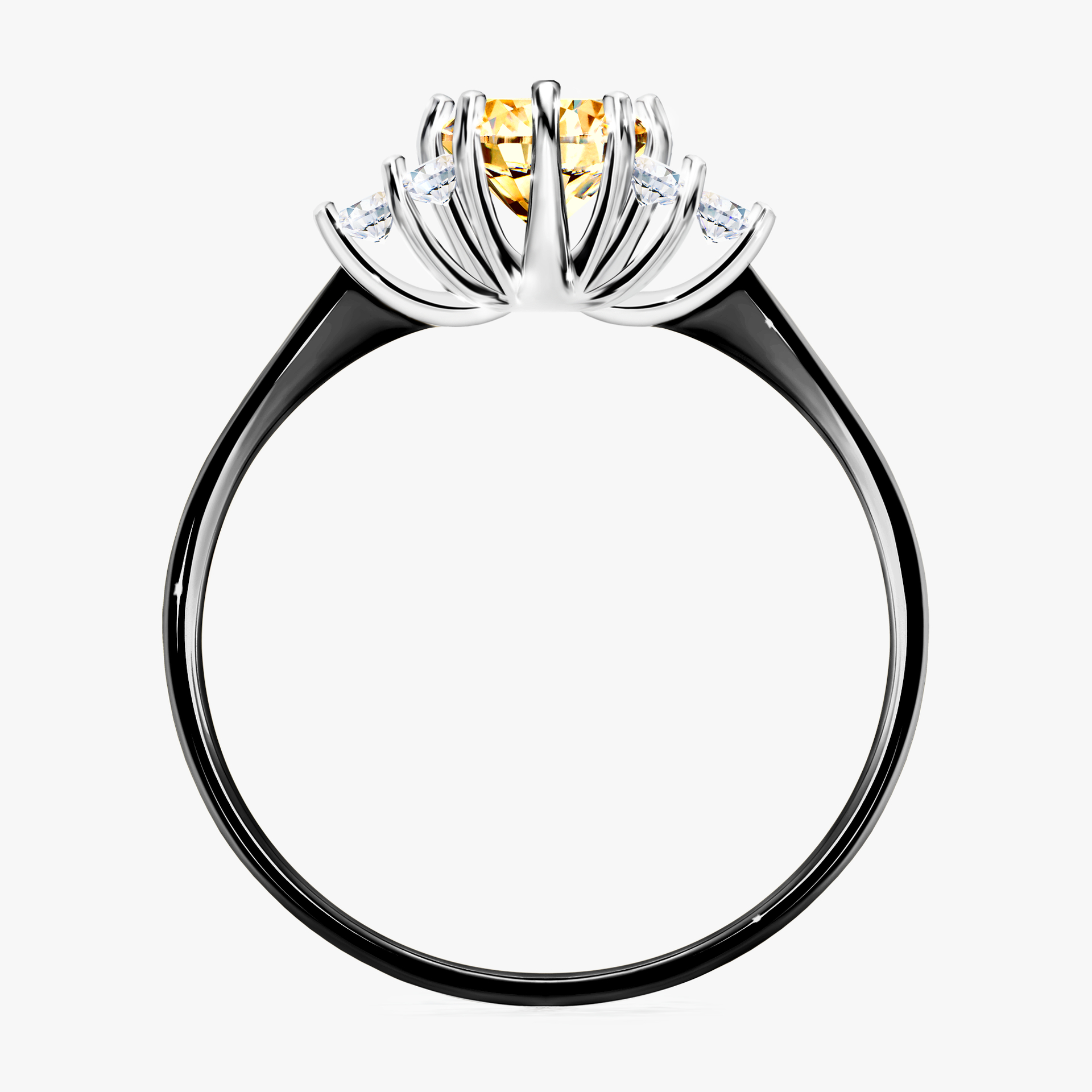 Pierścionek zaręczynowy My Lilly z czarnego złota z żółtym diamentem 0,68ct