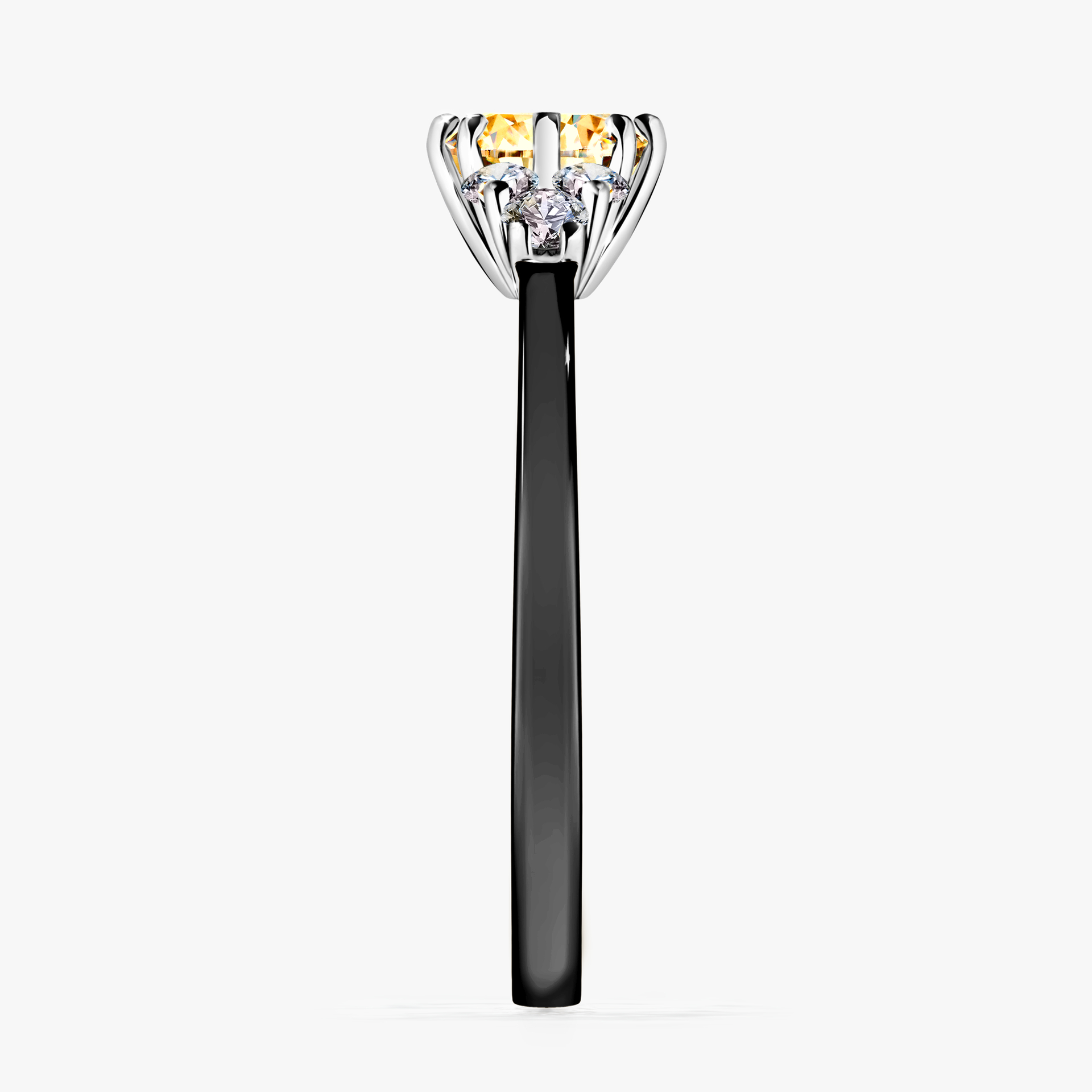 Pierścionek zaręczynowy My Lilly z czarnego złota z żółtym diamentem 0,68ct