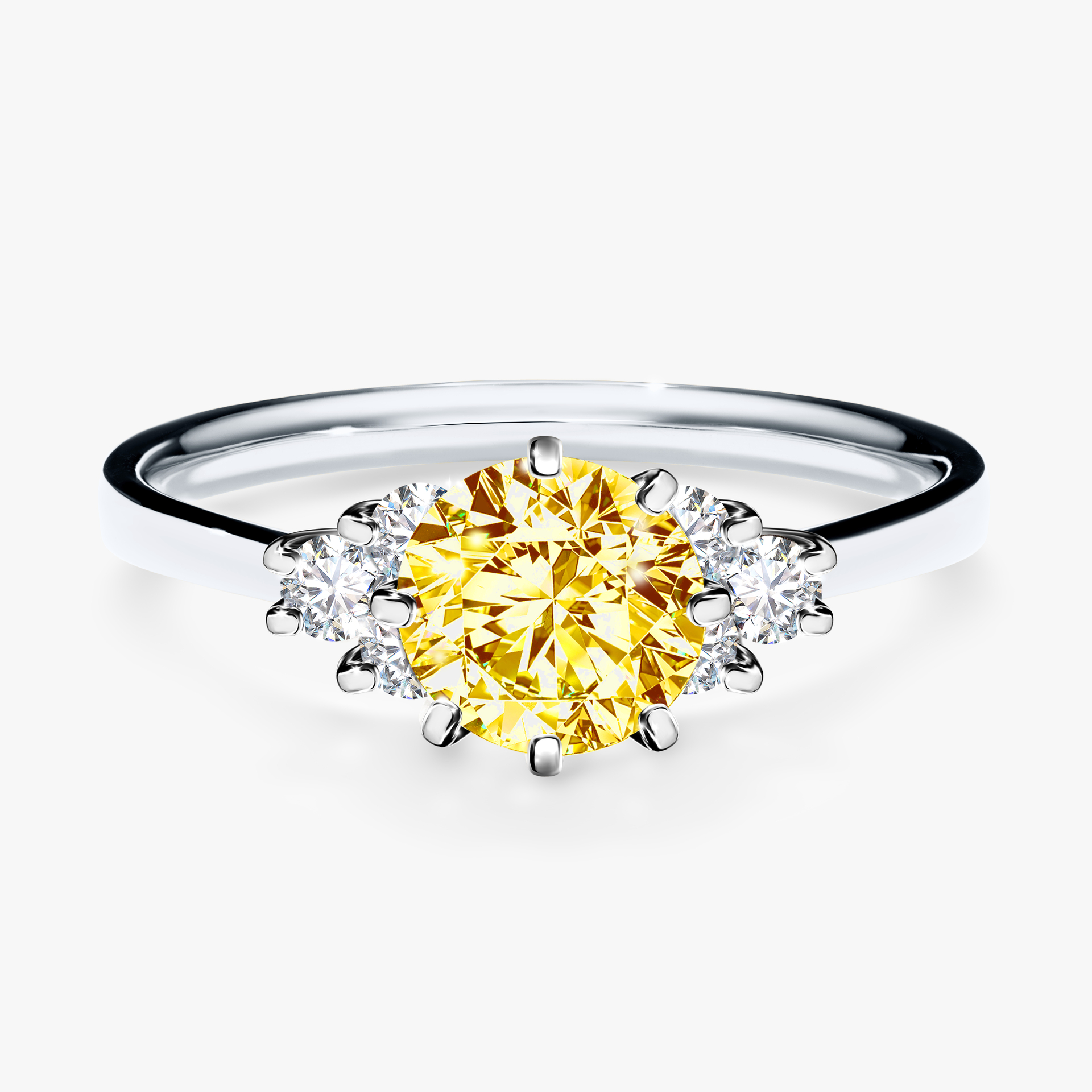 Pierścionek zaręczynowy My Lilly z białego złota z żółtym diamentem 0,98ct