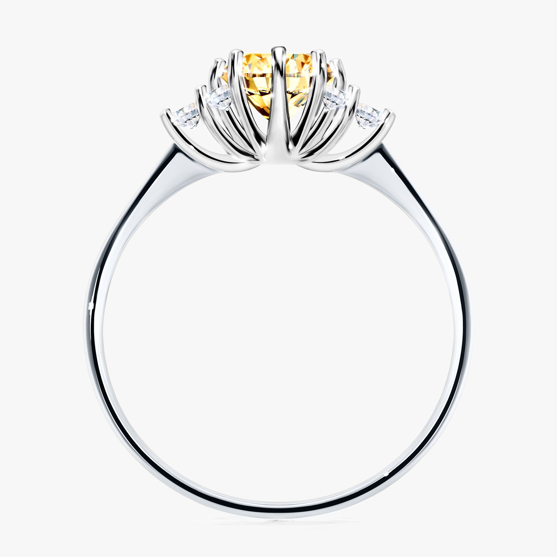 Pierścionek zaręczynowy My Lilly z białego złota z żółtym diamentem 0,98ct