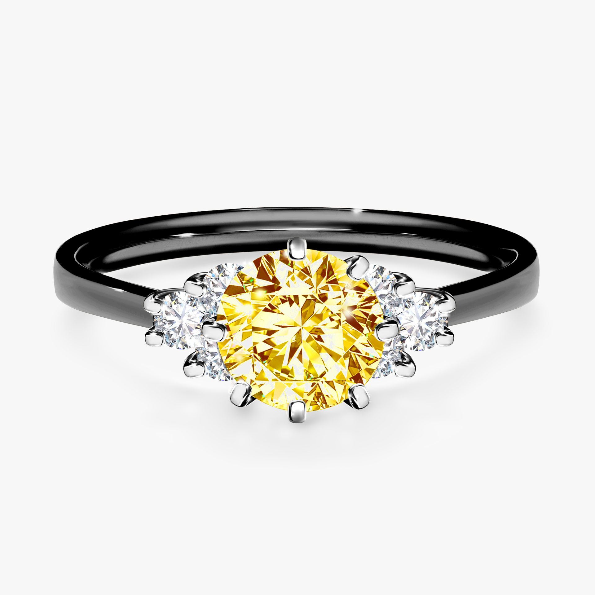 Pierścionek zaręczynowy My Lilly z czarnego złota z żółtym diamentem 0,98ct