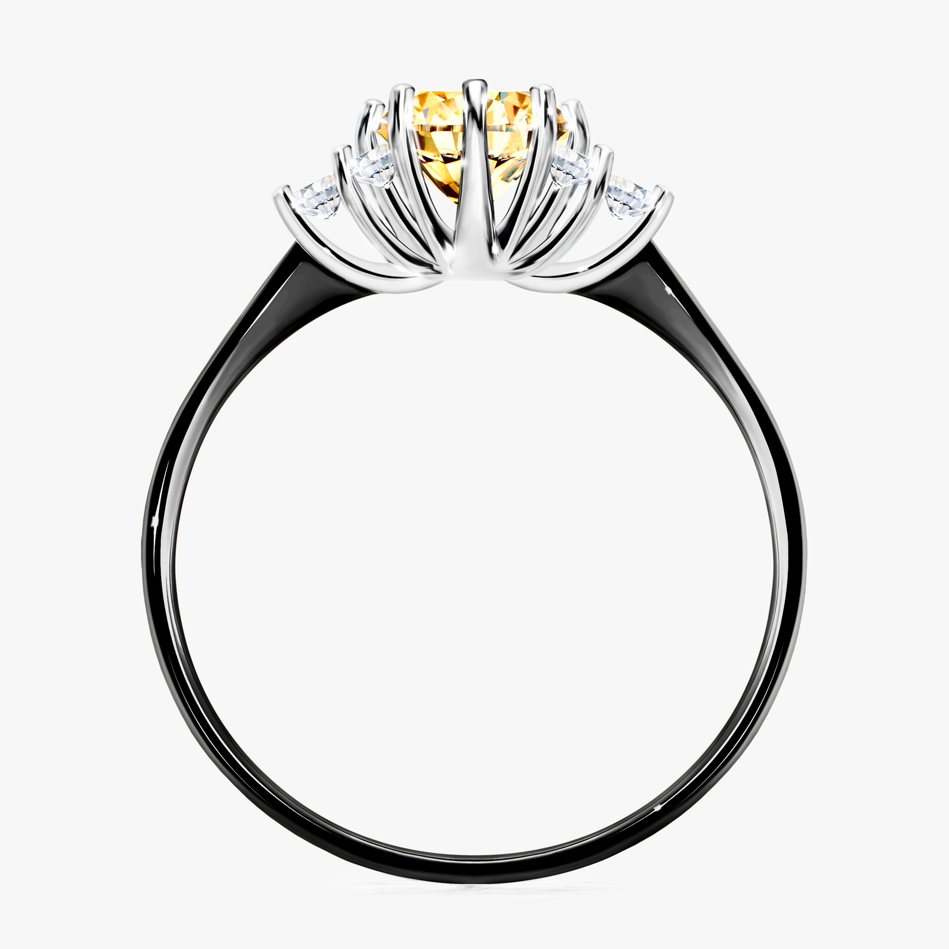 Pierścionek zaręczynowy My Lilly z czarnego złota z żółtym diamentem 0,98ct