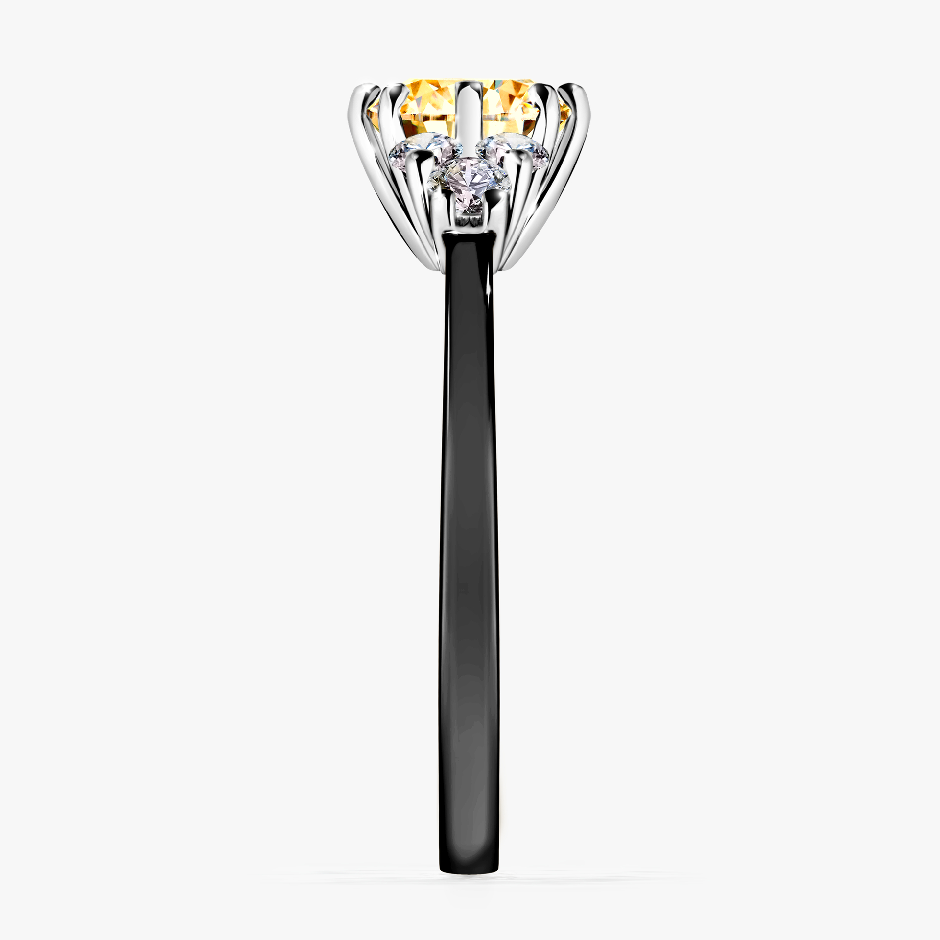 Pierścionek zaręczynowy My Lilly z czarnego złota z żółtym diamentem 0,98ct