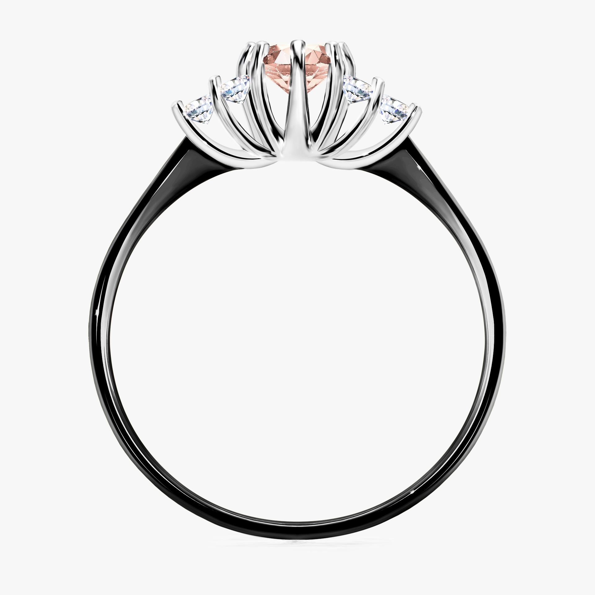 Pierścionek zaręczynowy My Lilly z czarnego złota z morganitem 0,43ct