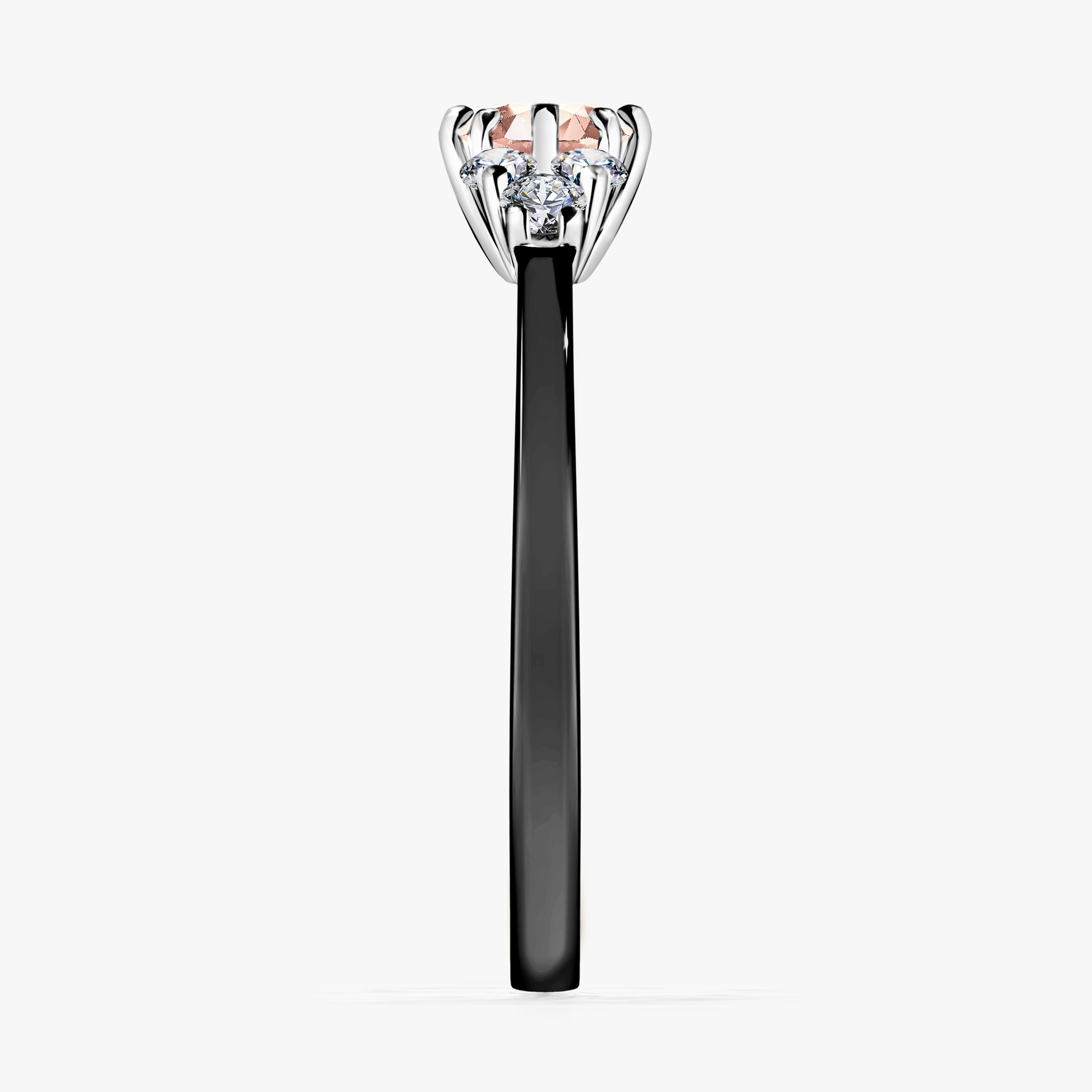 Pierścionek zaręczynowy My Lilly z czarnego złota z morganitem 0,43ct
