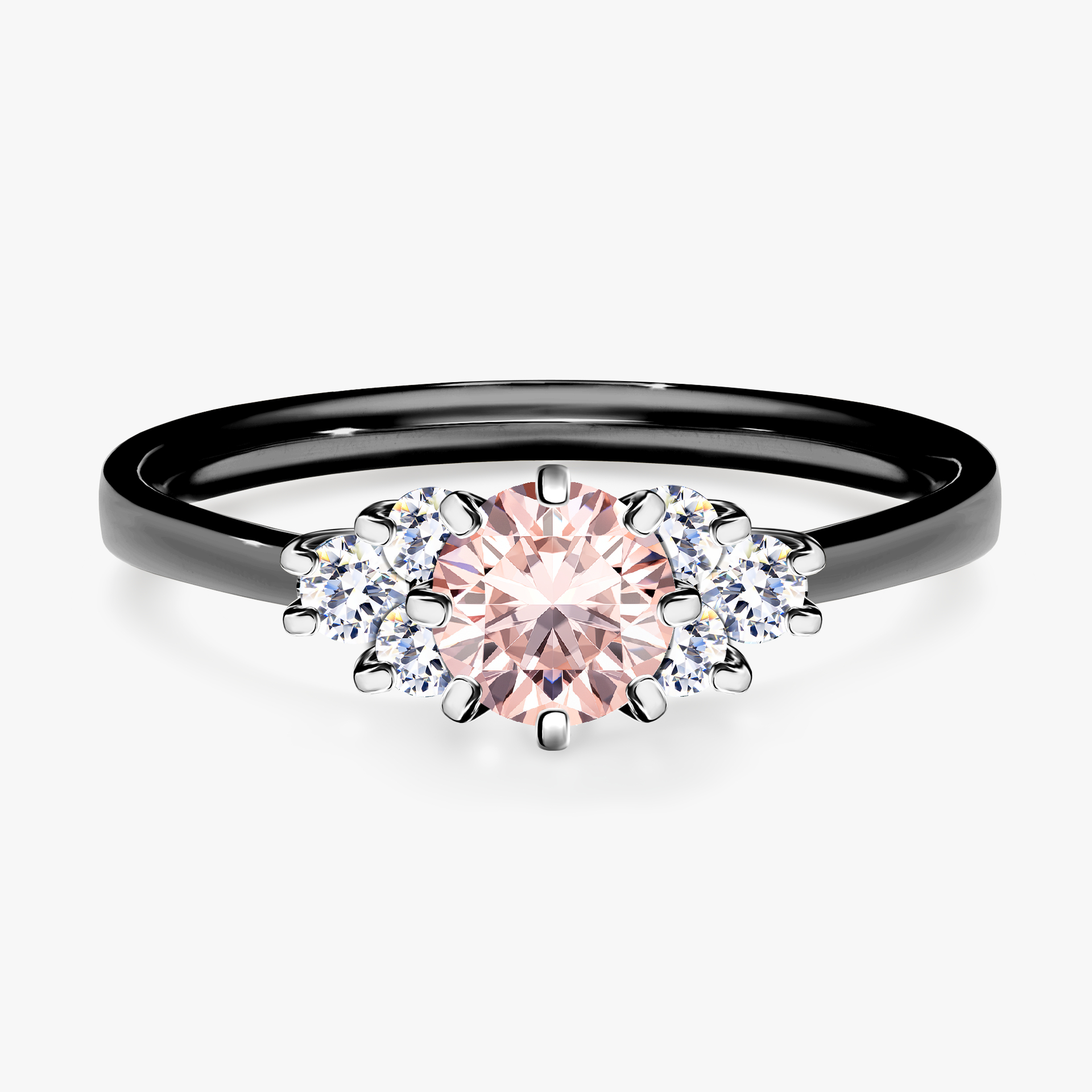 Pierścionek zaręczynowy My Lilly z czarnego złota z morganitem 0,68ct
