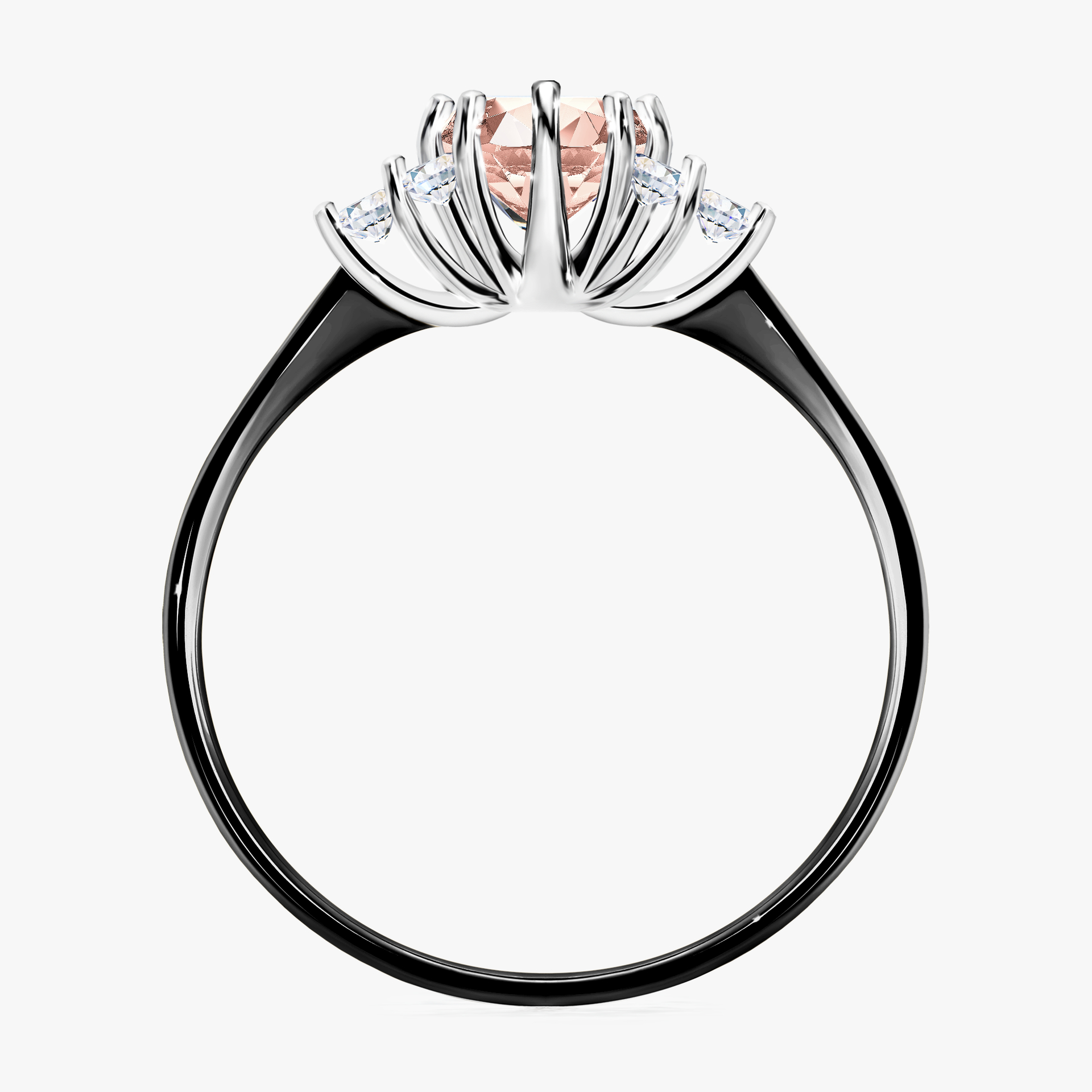 Pierścionek zaręczynowy My Lilly z czarnego złota z morganitem 0,68ct