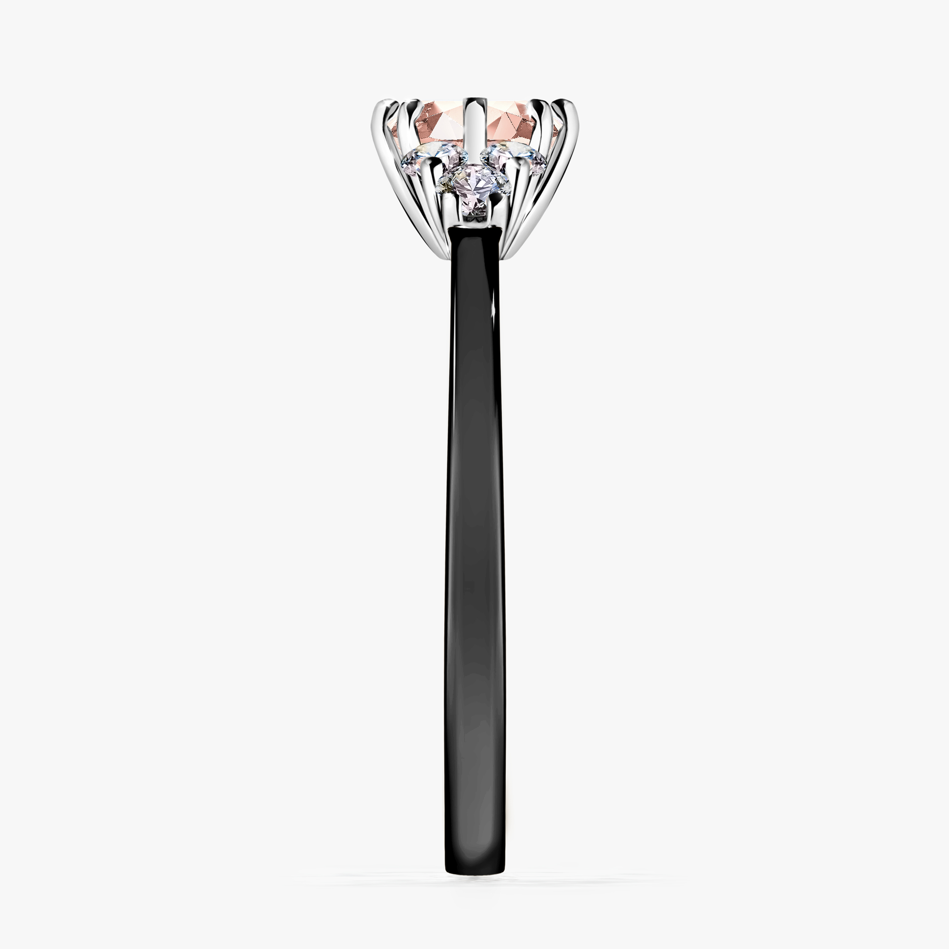 Pierścionek zaręczynowy My Lilly z czarnego złota z morganitem 0,68ct
