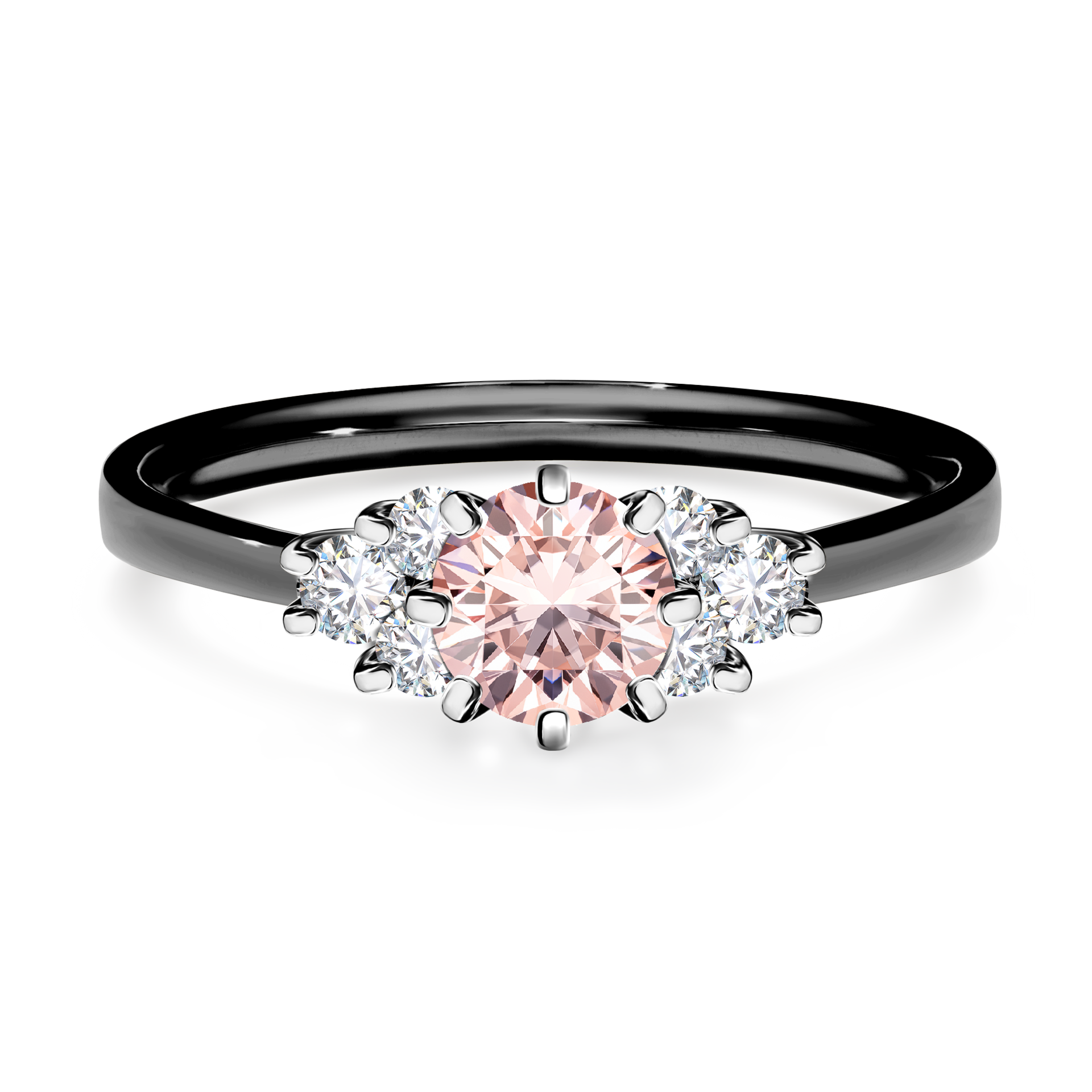 Pierścionek zaręczynowy My Lilly z czarnego złota z morganitem 0,68ct