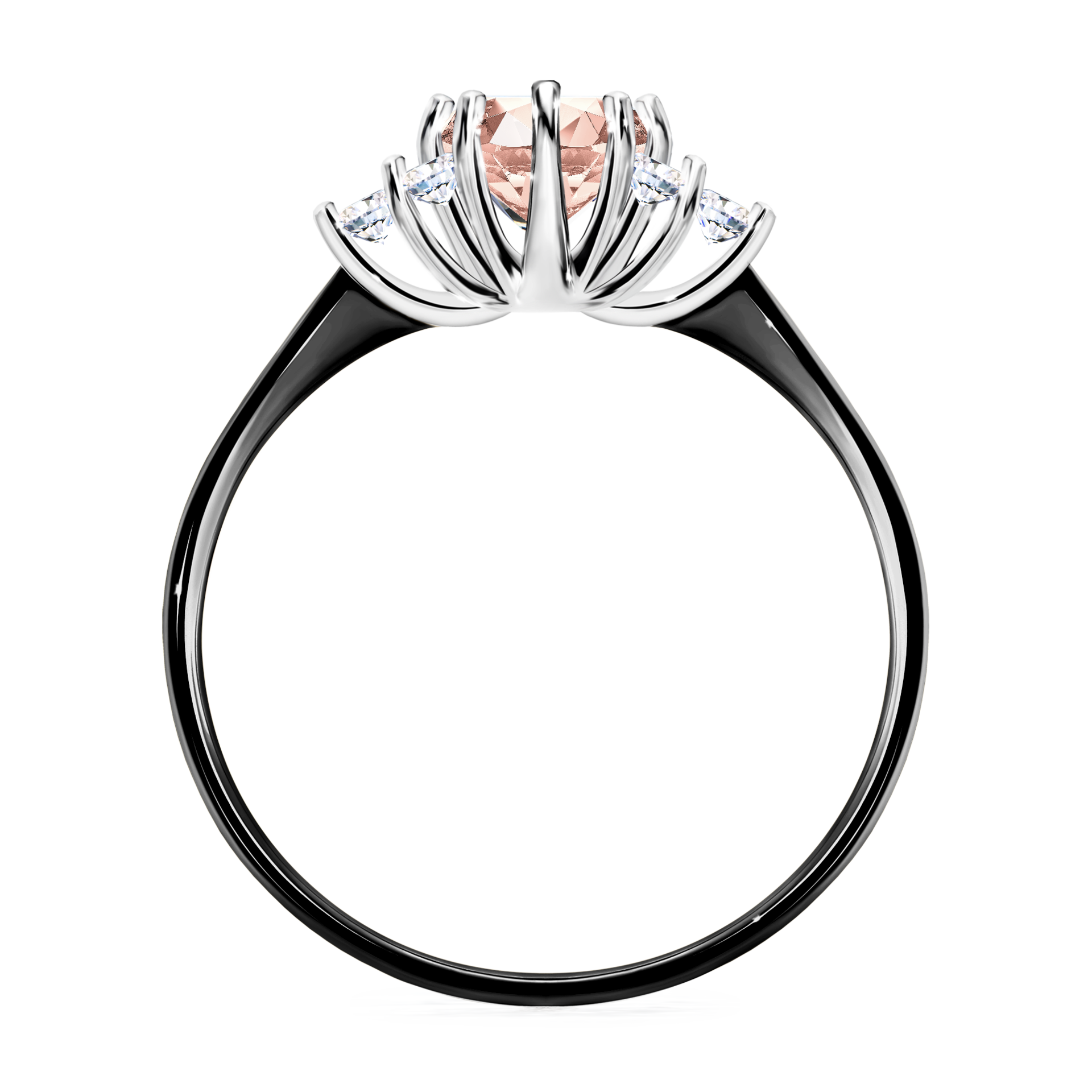 Pierścionek zaręczynowy My Lilly z czarnego złota z morganitem 0,68ct