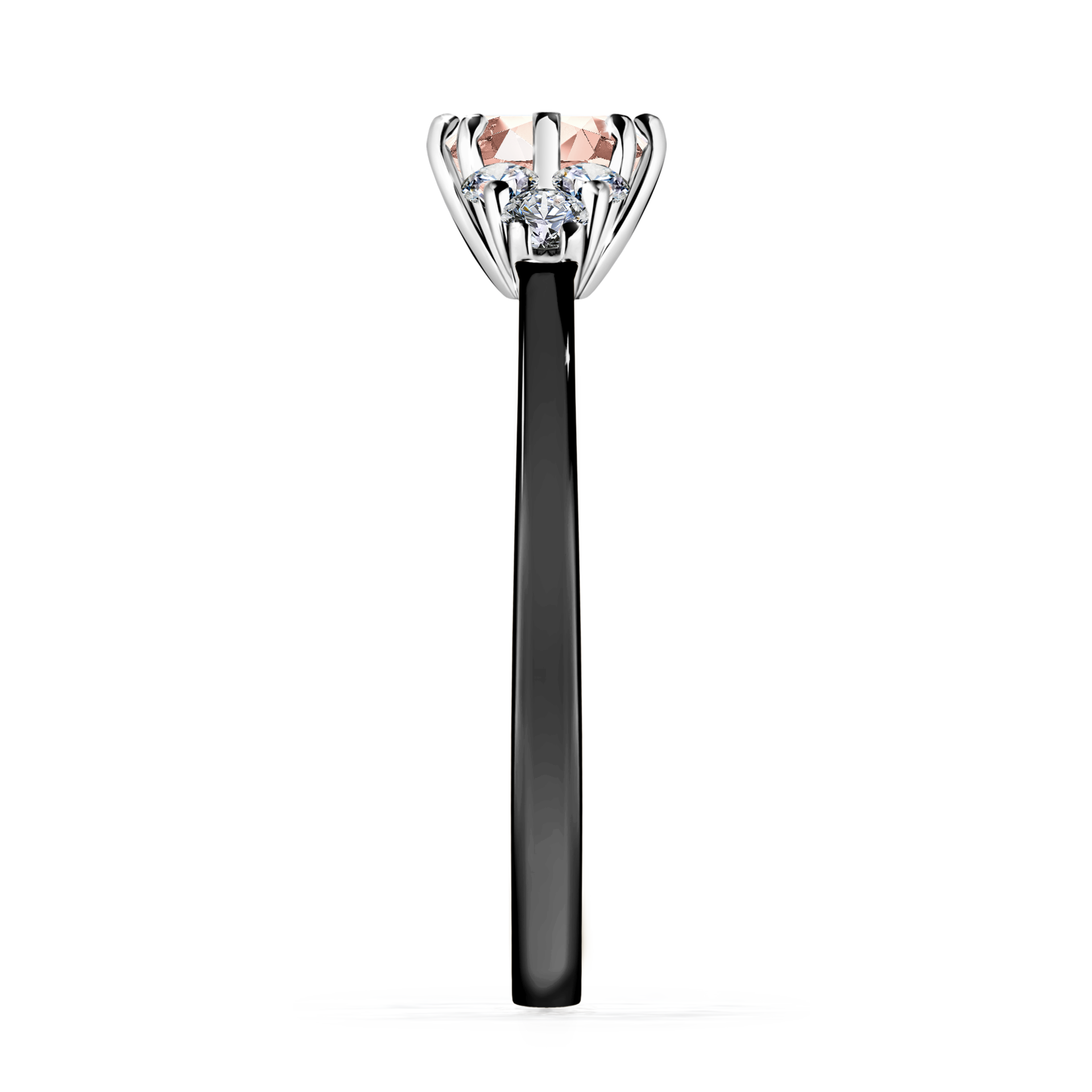 Pierścionek zaręczynowy My Lilly z czarnego złota z morganitem 0,68ct