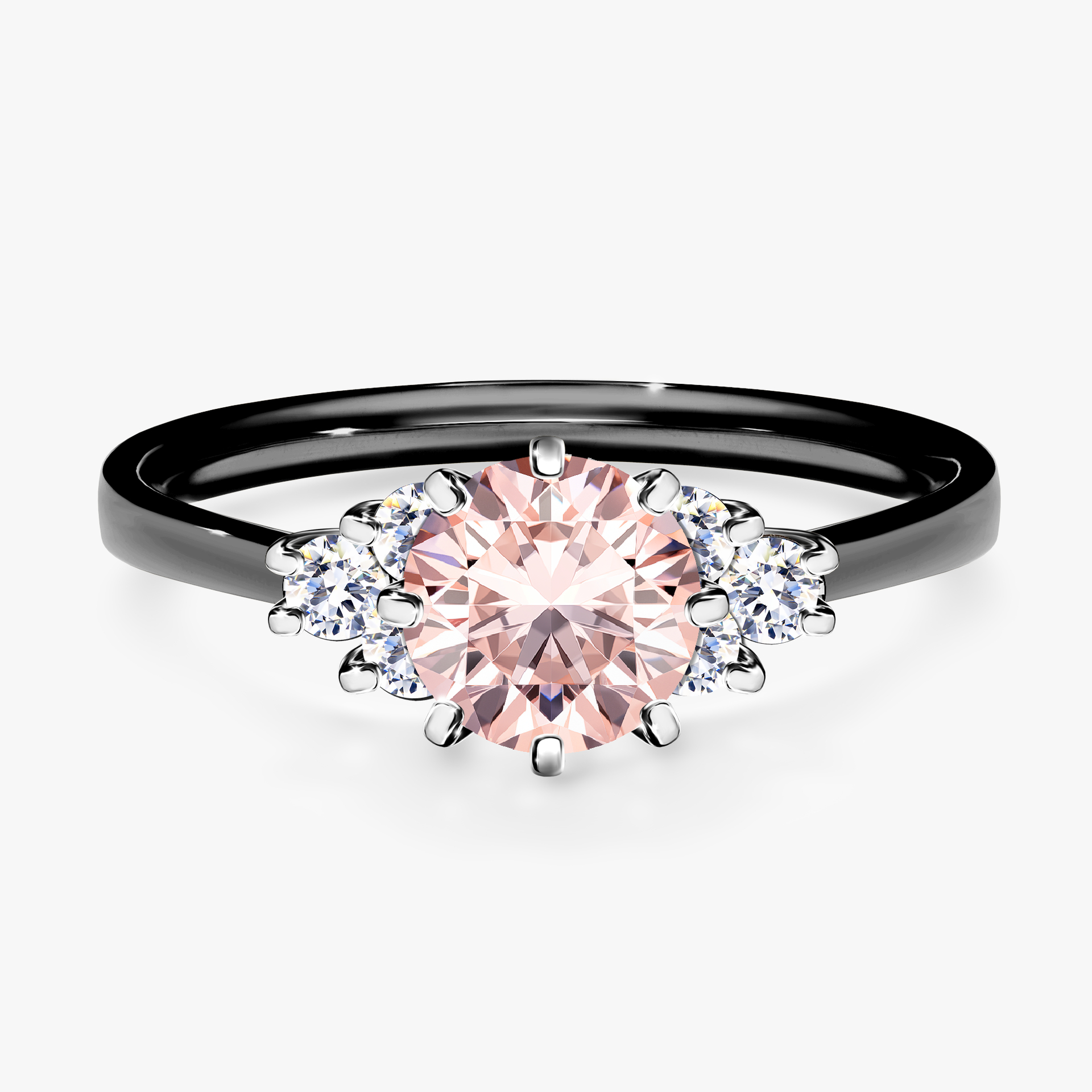 Pierścionek zaręczynowy My Lilly z czarnego złota z morganitem 0,98ct