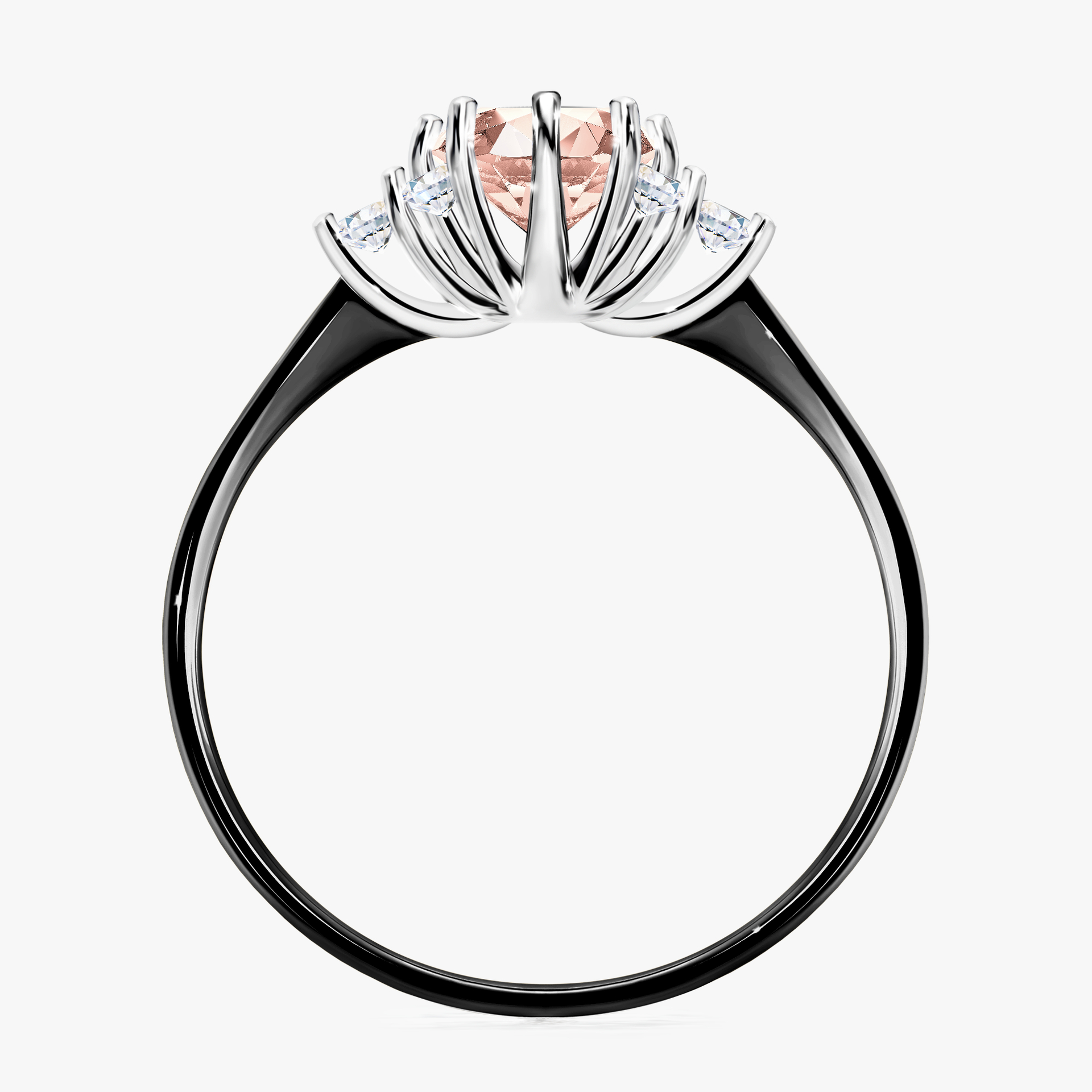Pierścionek zaręczynowy My Lilly z czarnego złota z morganitem 0,98ct