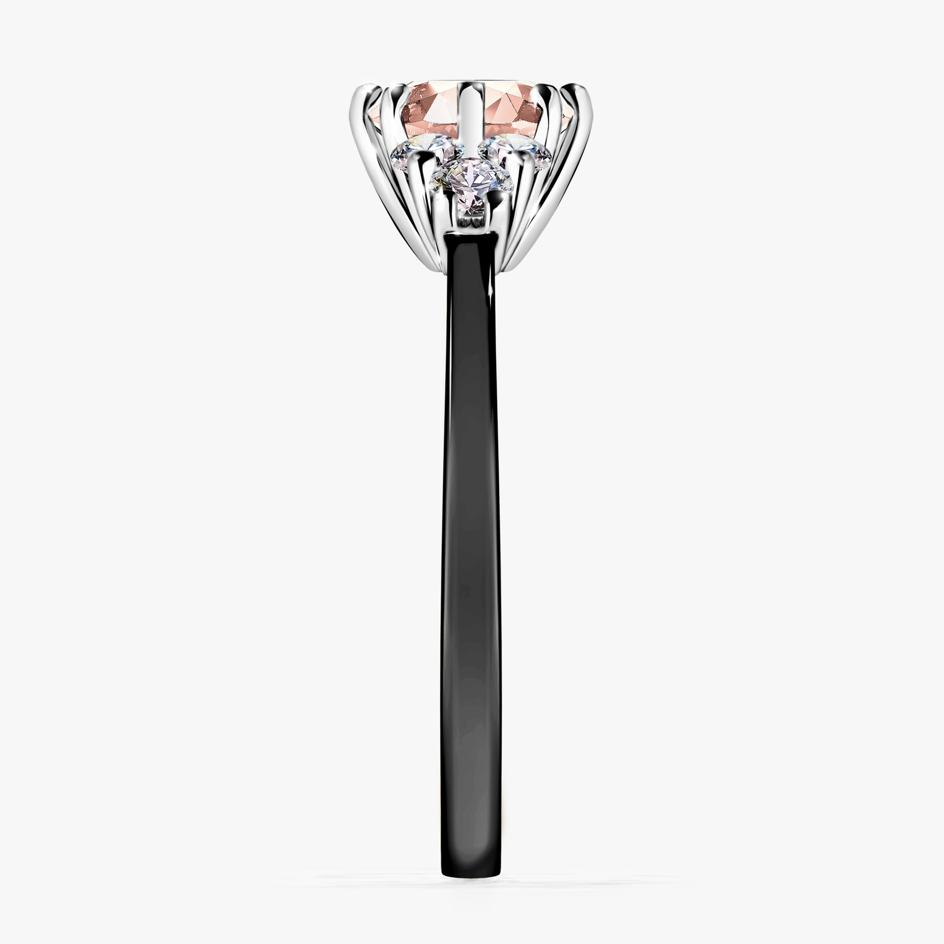 Pierścionek zaręczynowy My Lilly z czarnego złota z morganitem 0,98ct