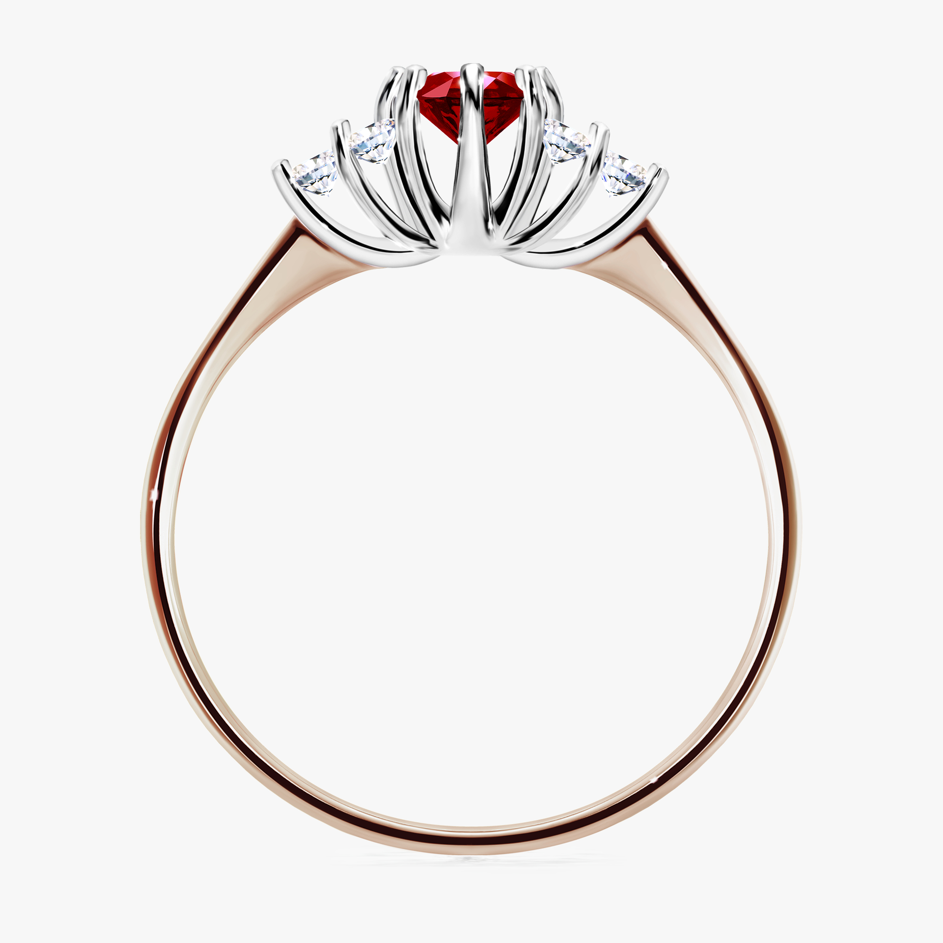 Pierścionek zaręczynowy My Lilly z różowego złota z rubinem 0,43ct