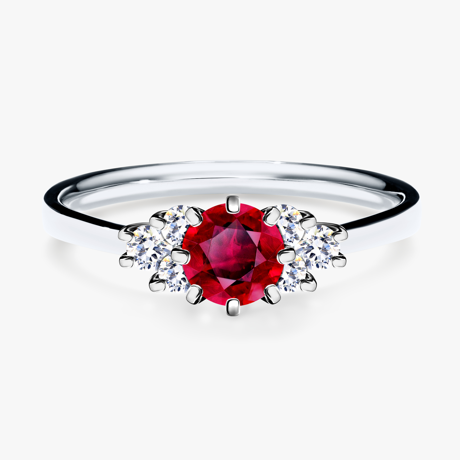 Pierścionek zaręczynowy My Lilly z białego złota z rubinem 0,68ct
