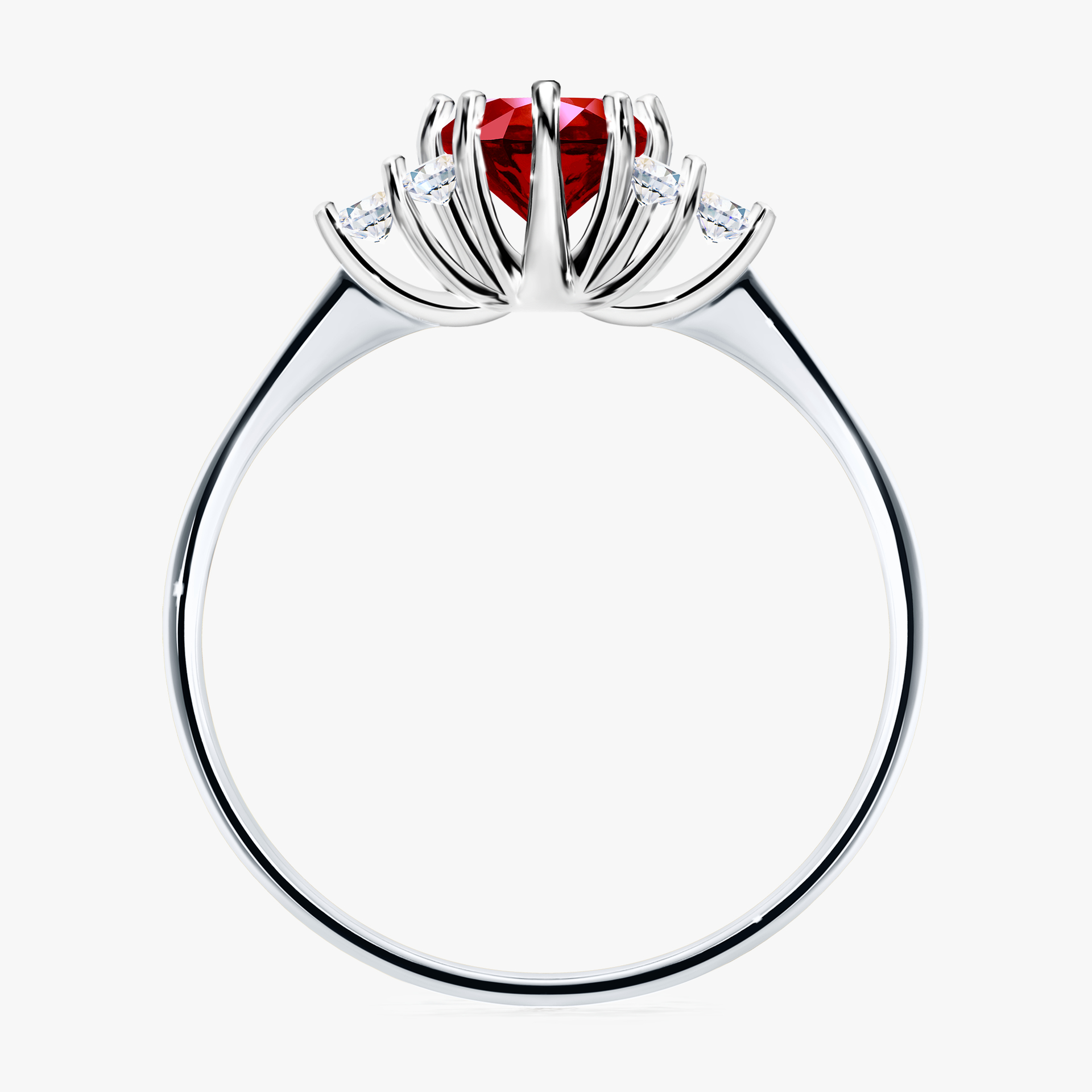 Pierścionek zaręczynowy My Lilly z białego złota z rubinem 0,68ct
