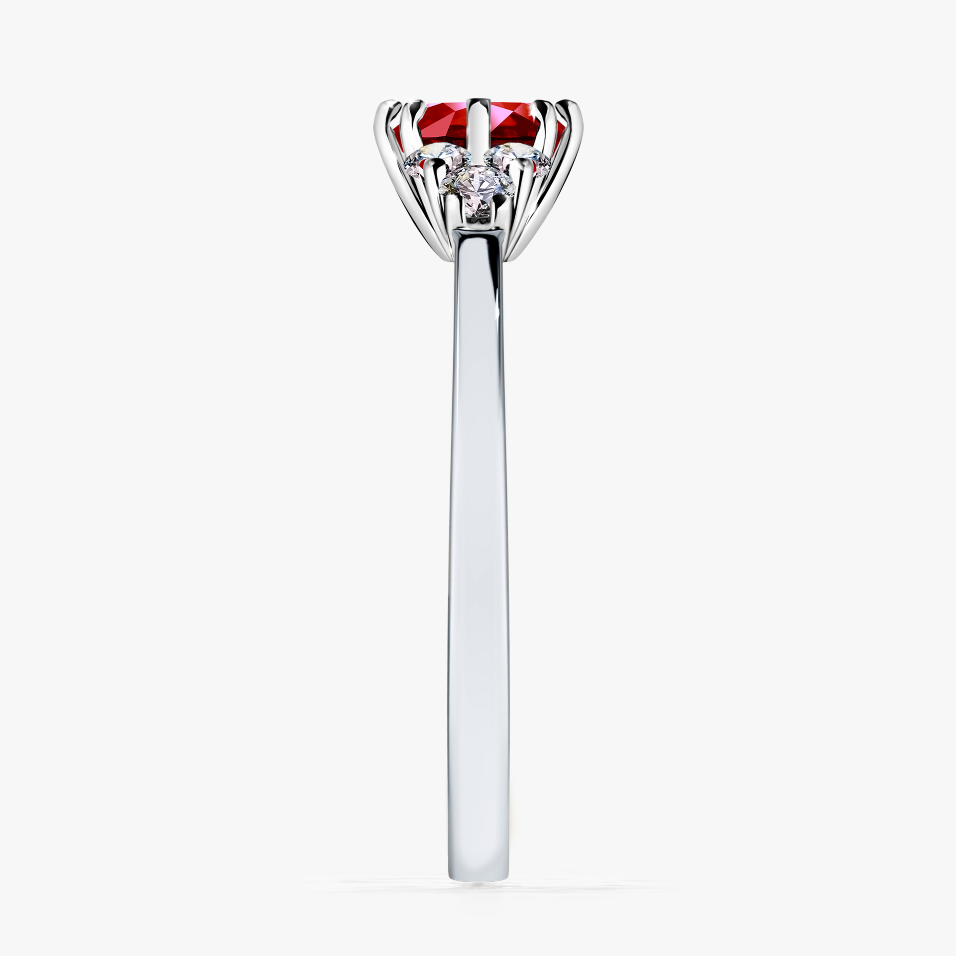 Pierścionek zaręczynowy My Lilly z białego złota z rubinem 0,68ct