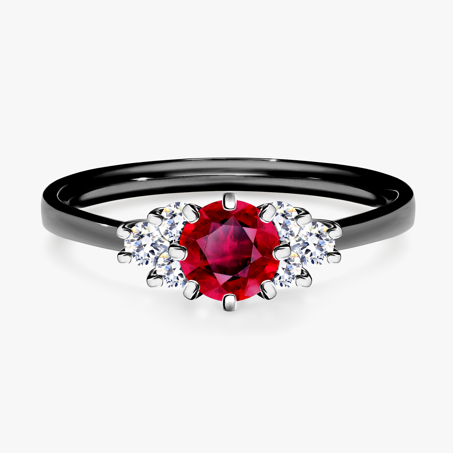 Pierścionek zaręczynowy My Lilly z czarnego złota z rubinem 0,68ct