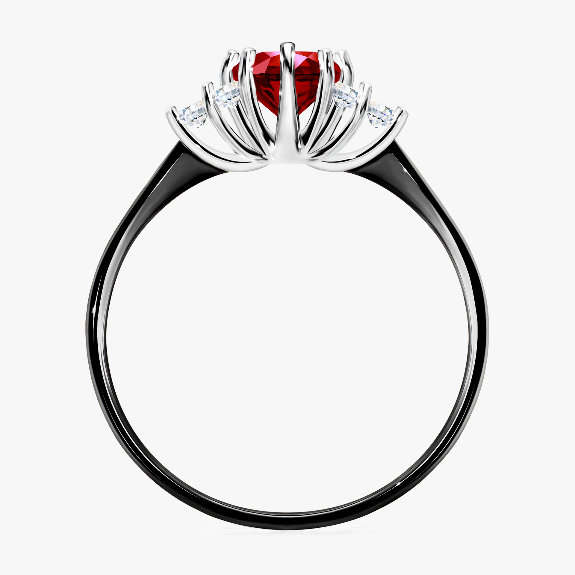 Pierścionek zaręczynowy My Lilly z czarnego złota z rubinem 0,68ct