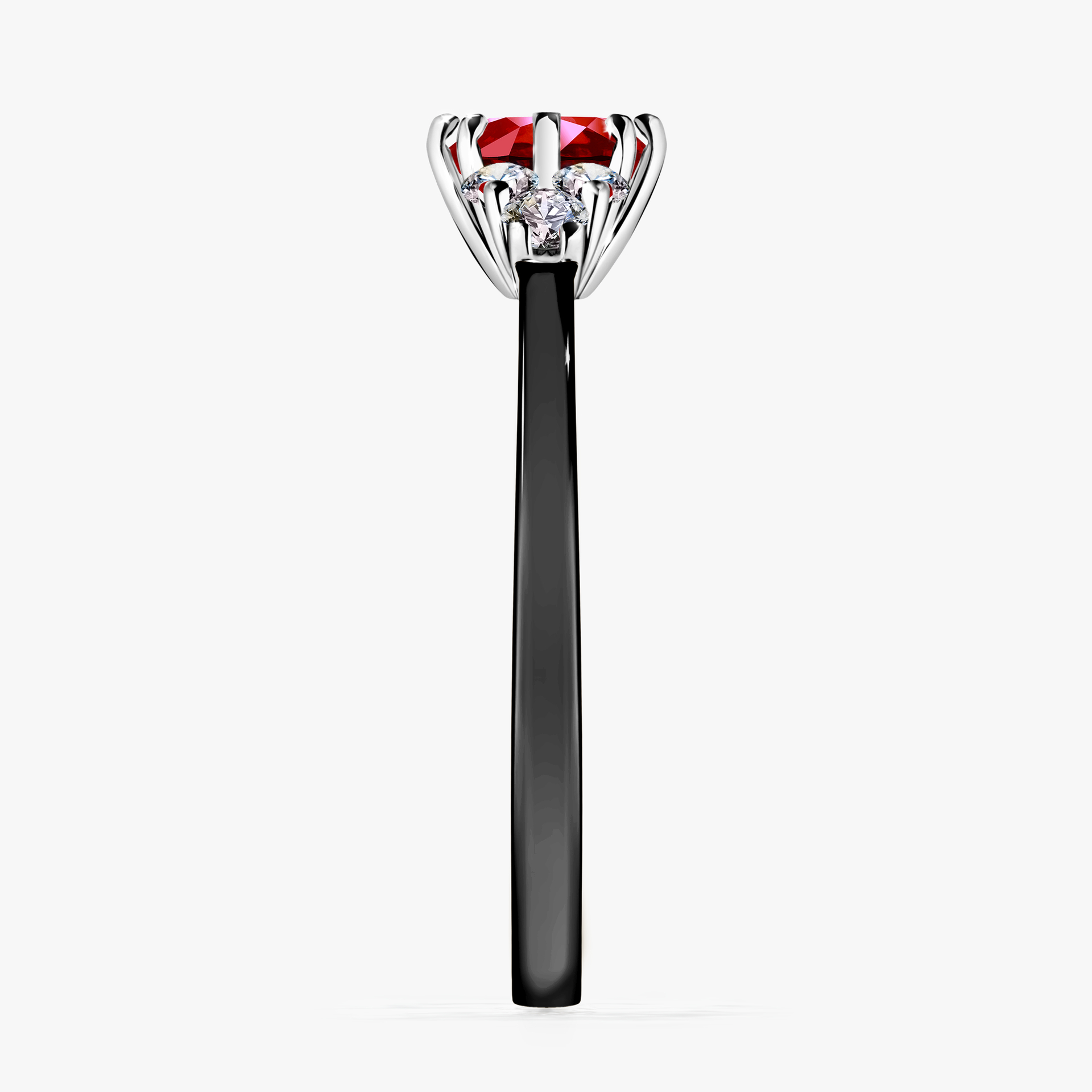 Pierścionek zaręczynowy My Lilly z czarnego złota z rubinem 0,68ct