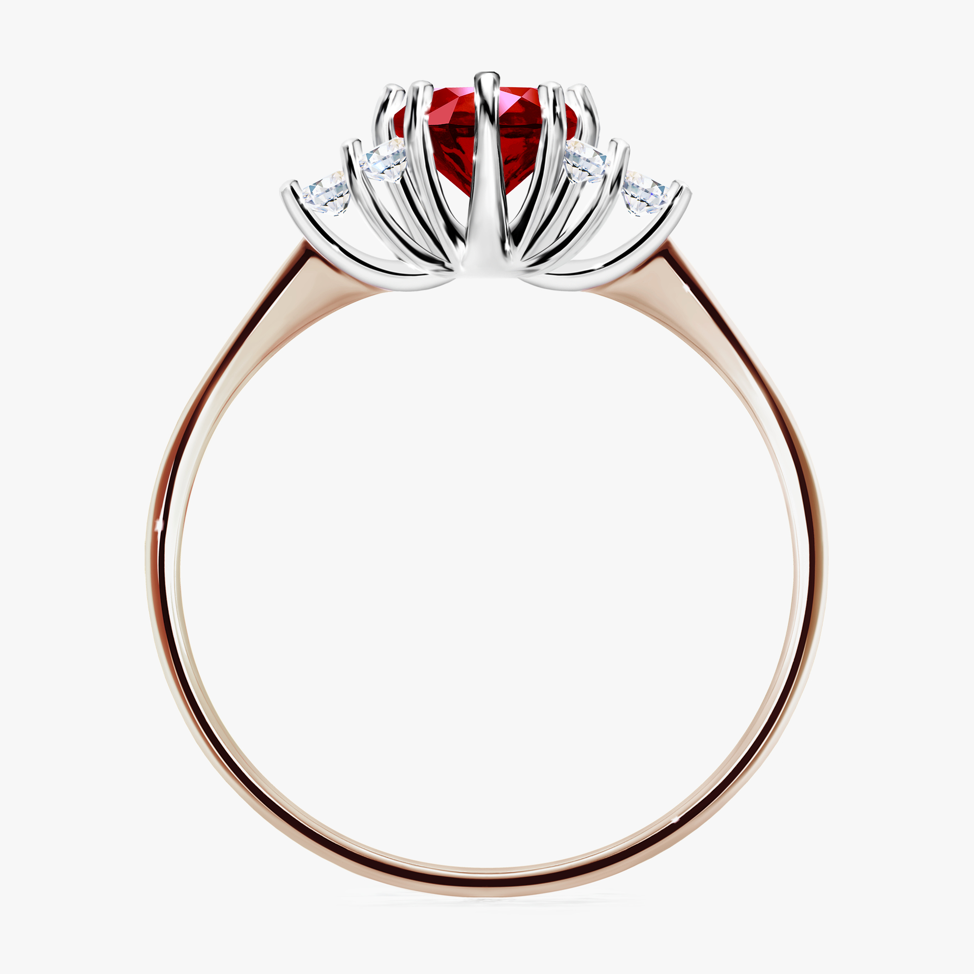 Pierścionek zaręczynowy My Lilly z różowego złota z rubinem 0,68ct