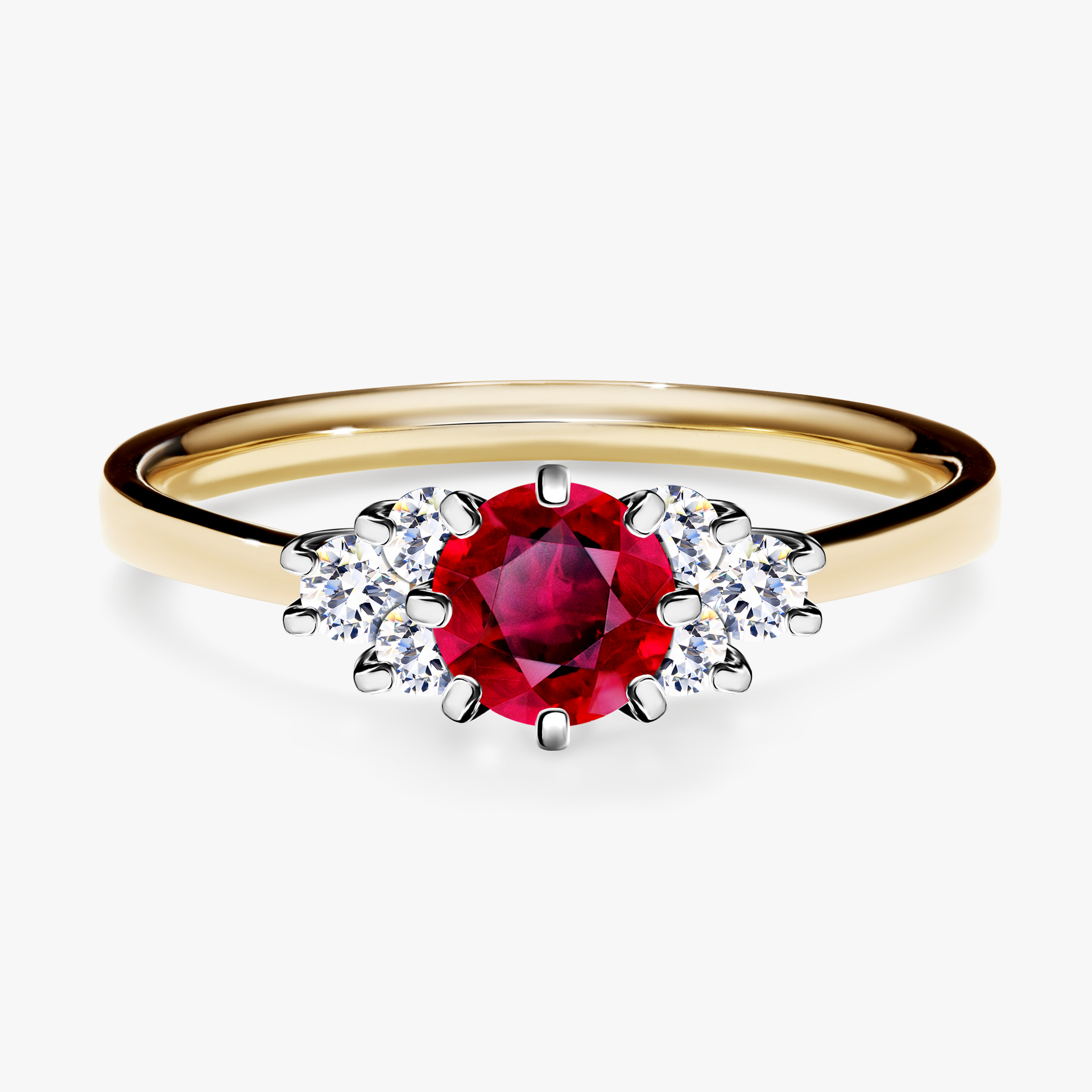 Pierścionek zaręczynowy My Lilly z żółtego złota z rubinem 0,68ct