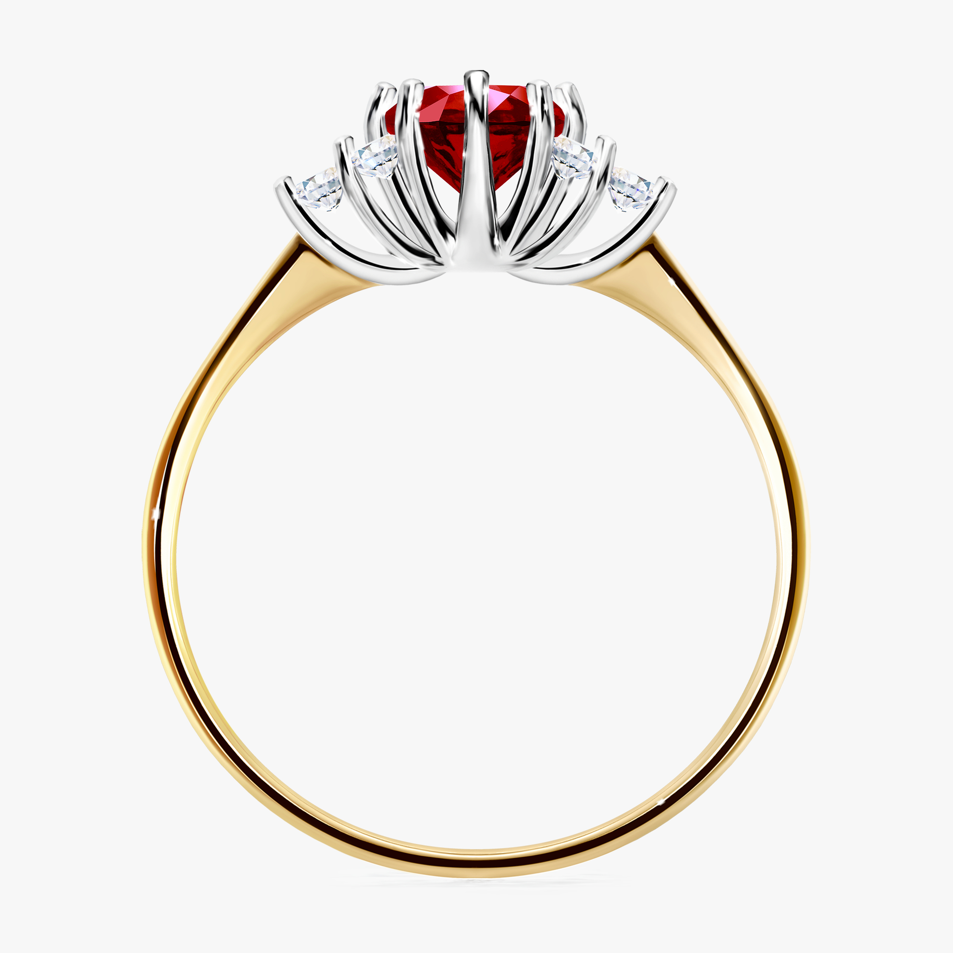 Pierścionek zaręczynowy My Lilly z żółtego złota z rubinem 0,68ct