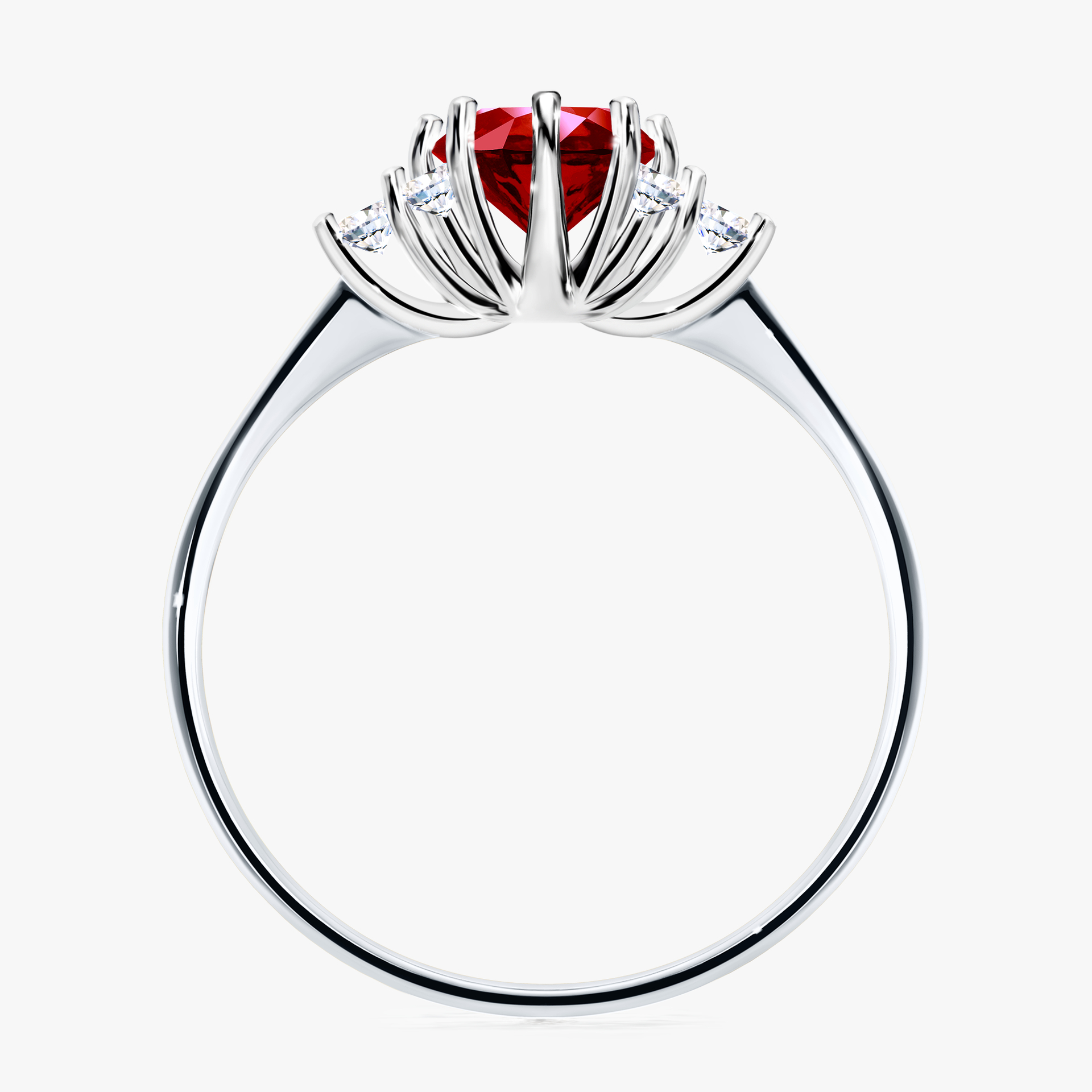 Pierścionek zaręczynowy My Lilly z białego złota z rubinem 0,98ct
