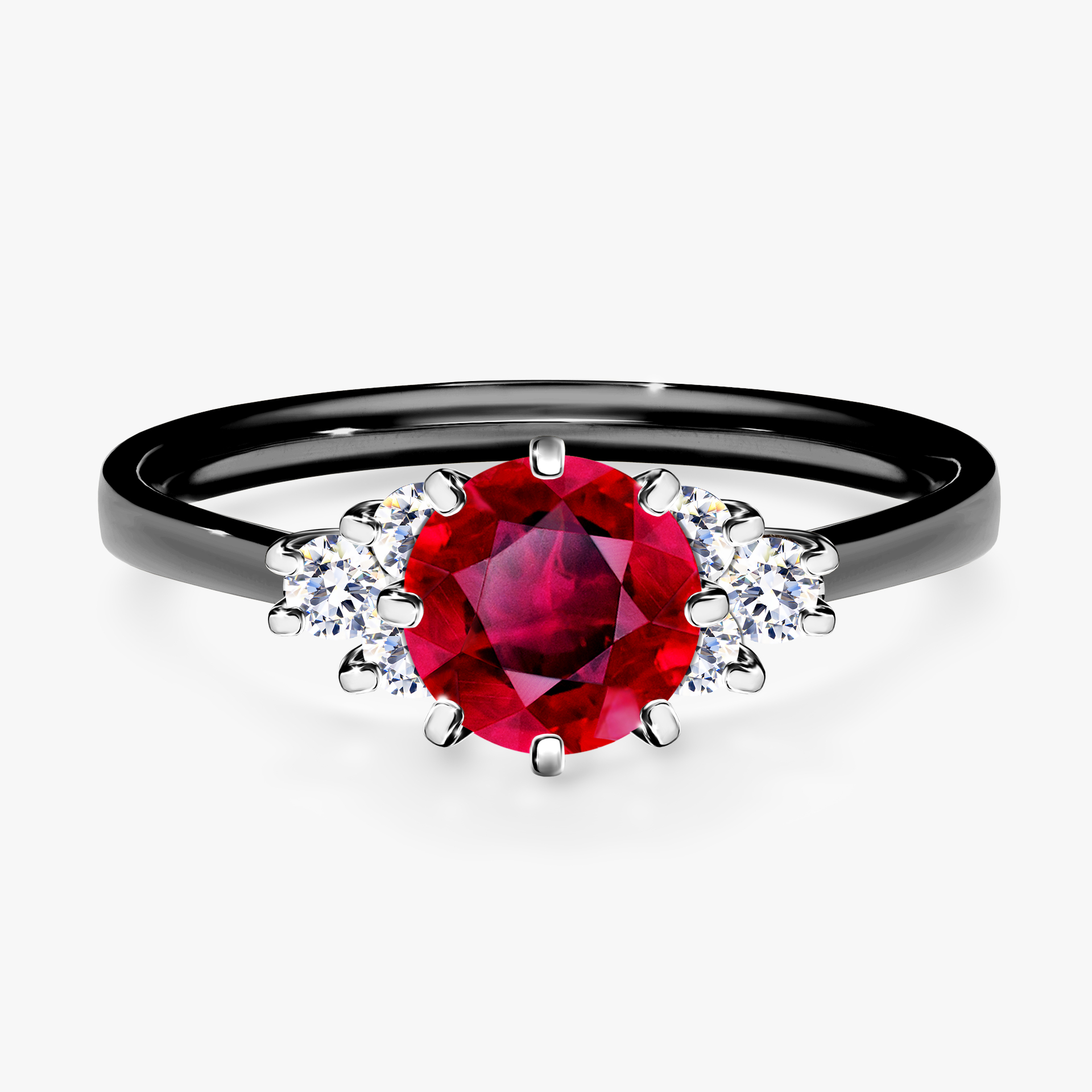 Pierścionek zaręczynowy My Lilly z czarnego złota z rubinem 0,98ct