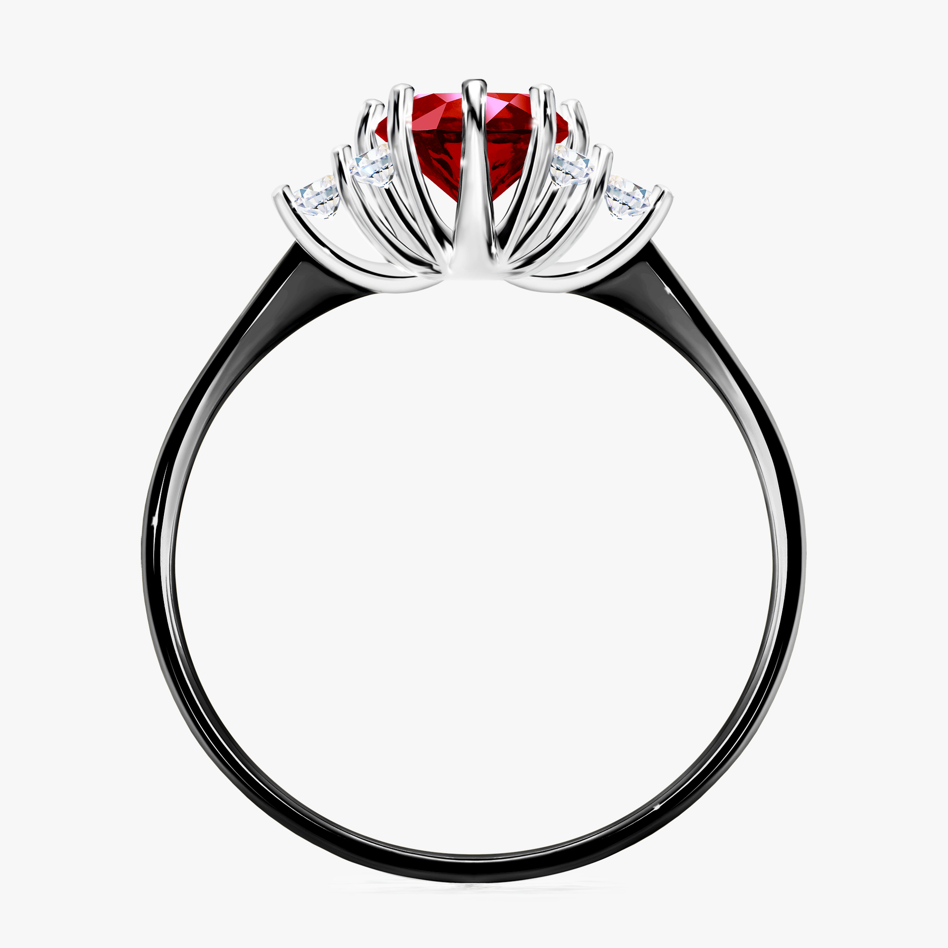 Pierścionek zaręczynowy My Lilly z czarnego złota z rubinem 0,98ct