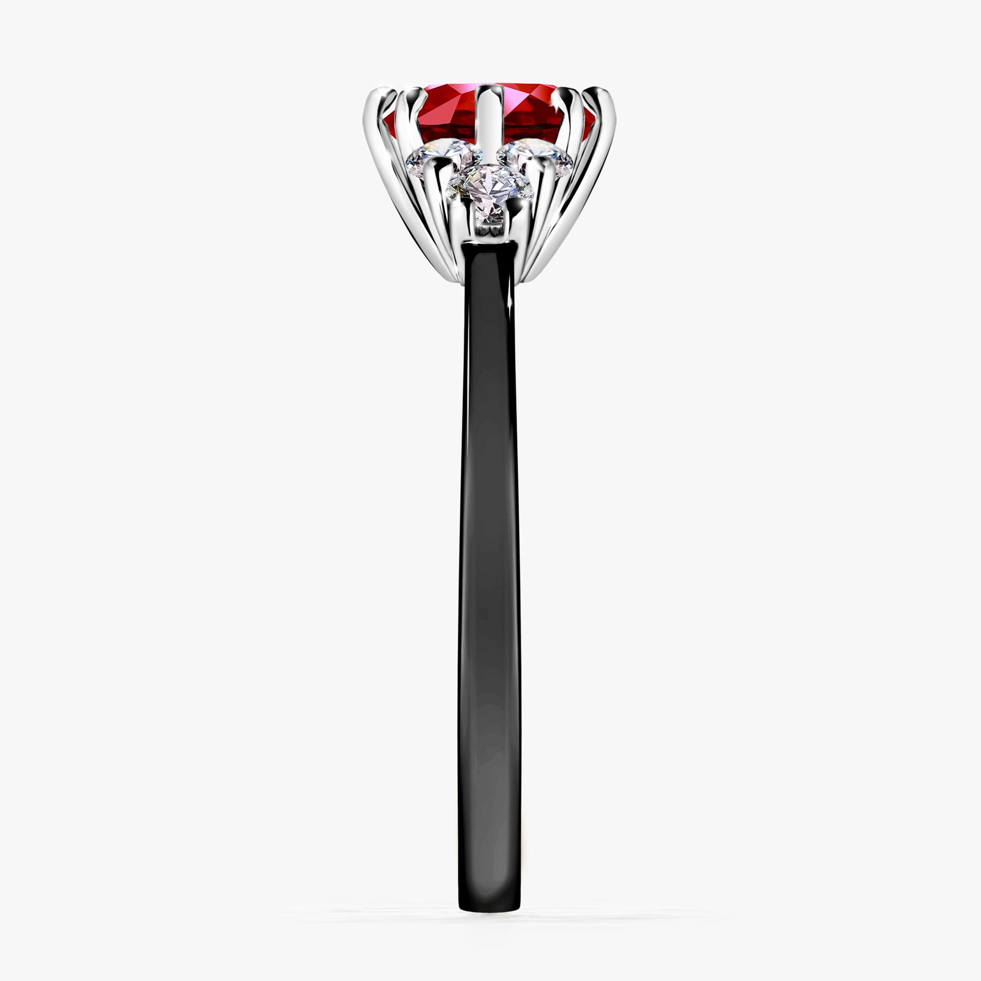 Pierścionek zaręczynowy My Lilly z czarnego złota z rubinem 0,98ct